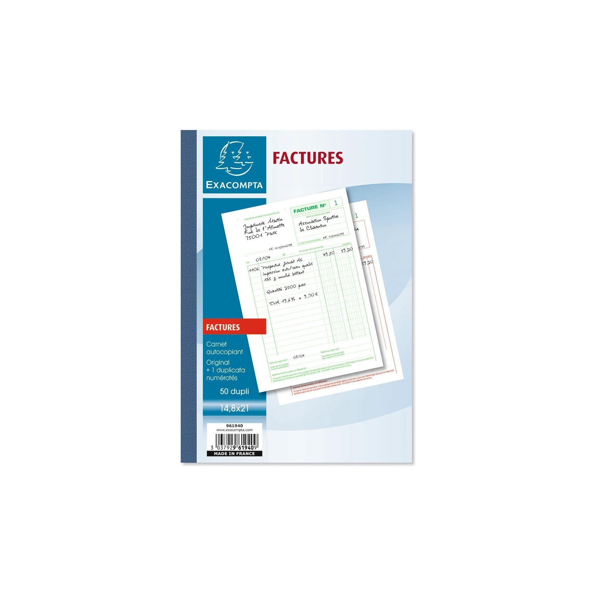 EXACOMPTA Carnet factures x50 feuilles