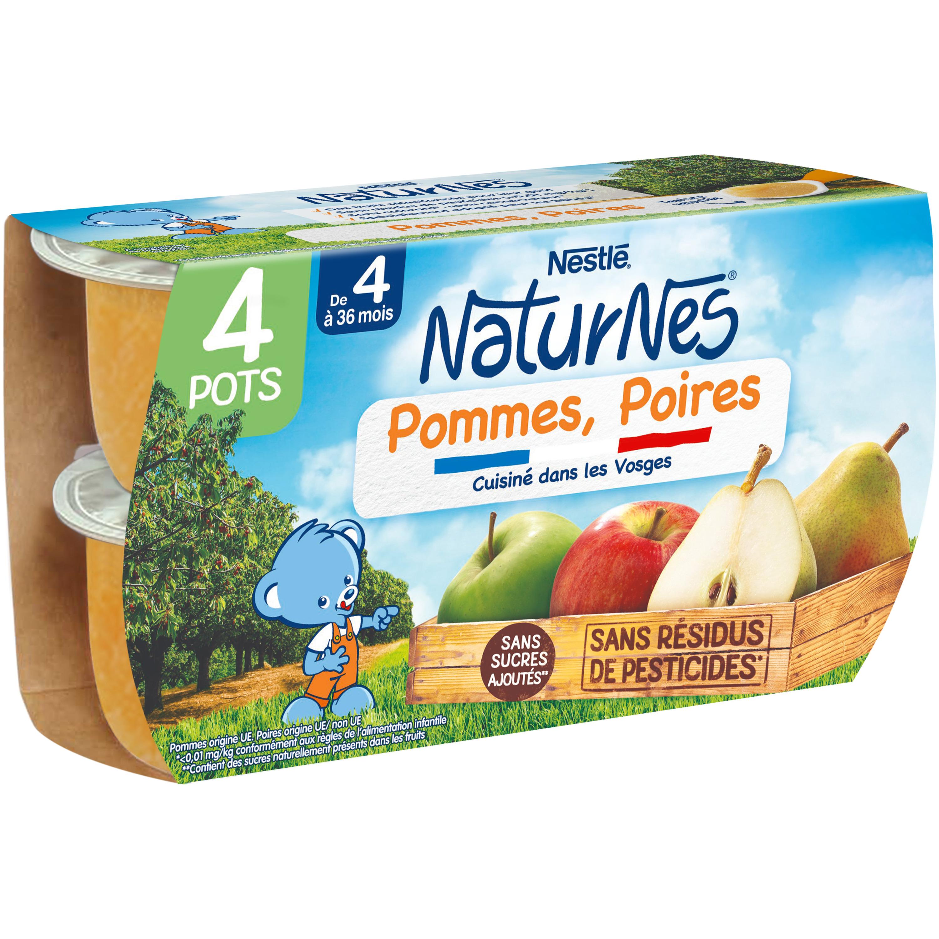 Voir la diapositive 2 : NESTLE Naturnes petit pot dessert pomme poire dès 6 mois 4x130g