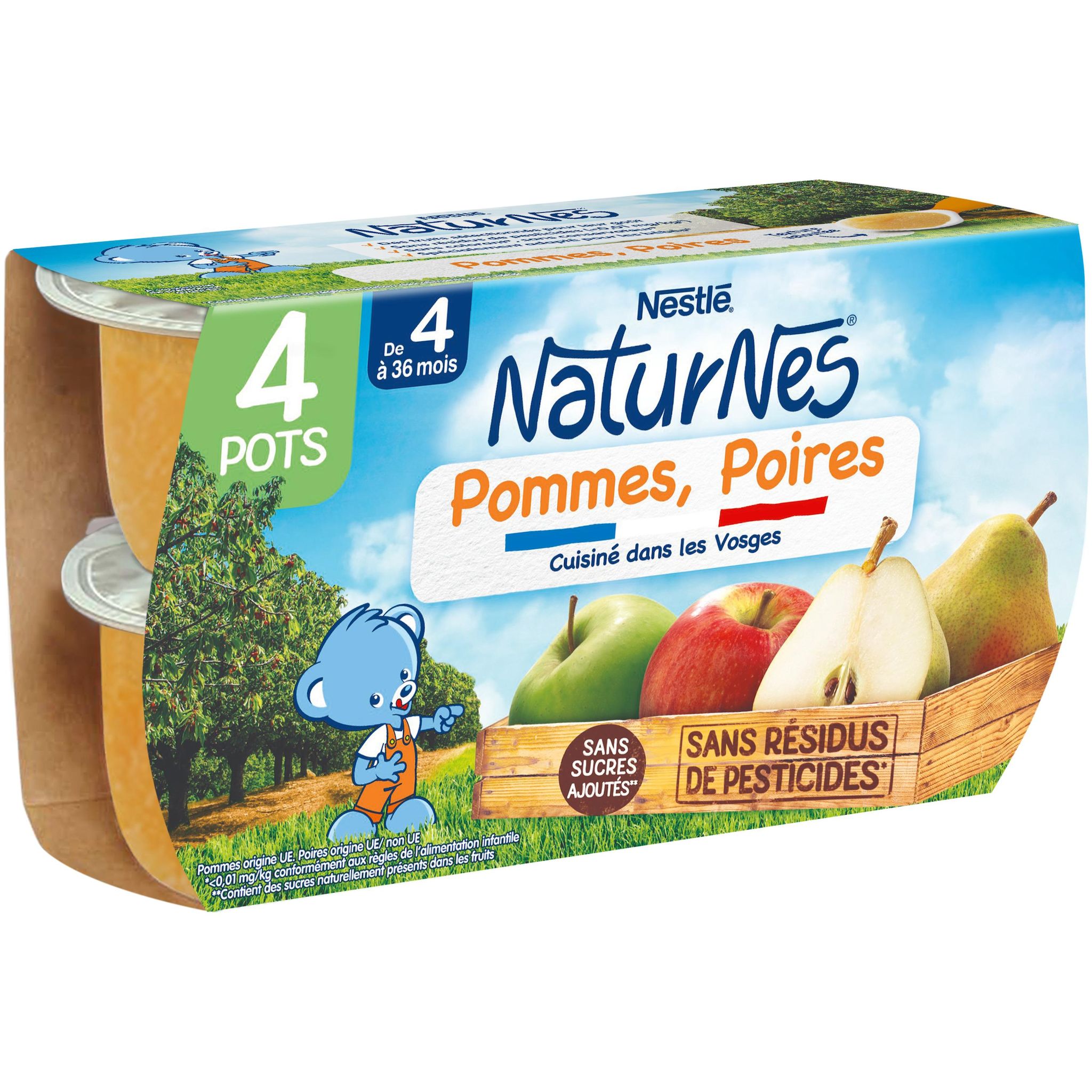 Voir la diapositive 2 : NESTLE Naturnes petit pot dessert pomme poire dès 4 mois 4x130g