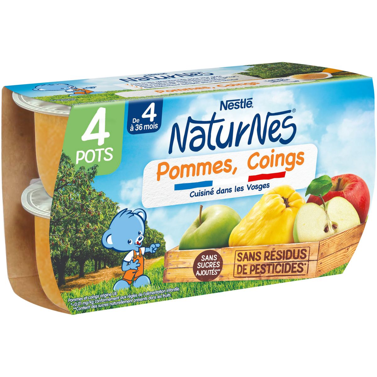 NESTLE Naturnes petit pot dessert pommes coings dès 4 mois 4x130g