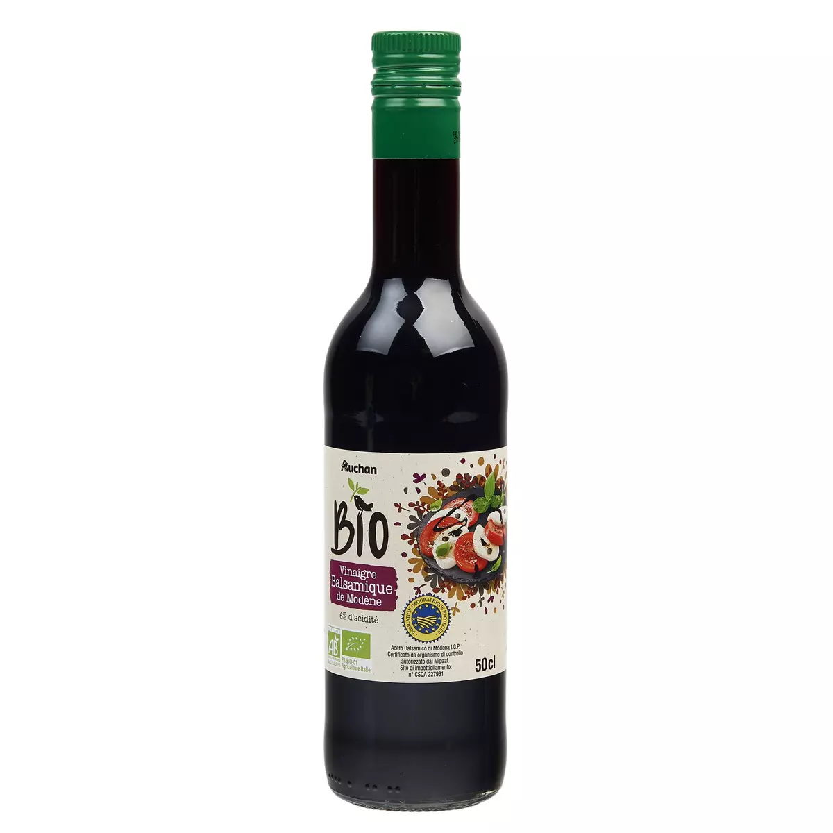 AUCHAN BIO Vinaigre balsamique de Modène 6% d'acidité 50cl