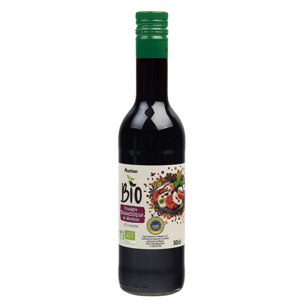 AUCHAN BIO Vinaigre balsamique de Modène 6% d'acidité 50cl