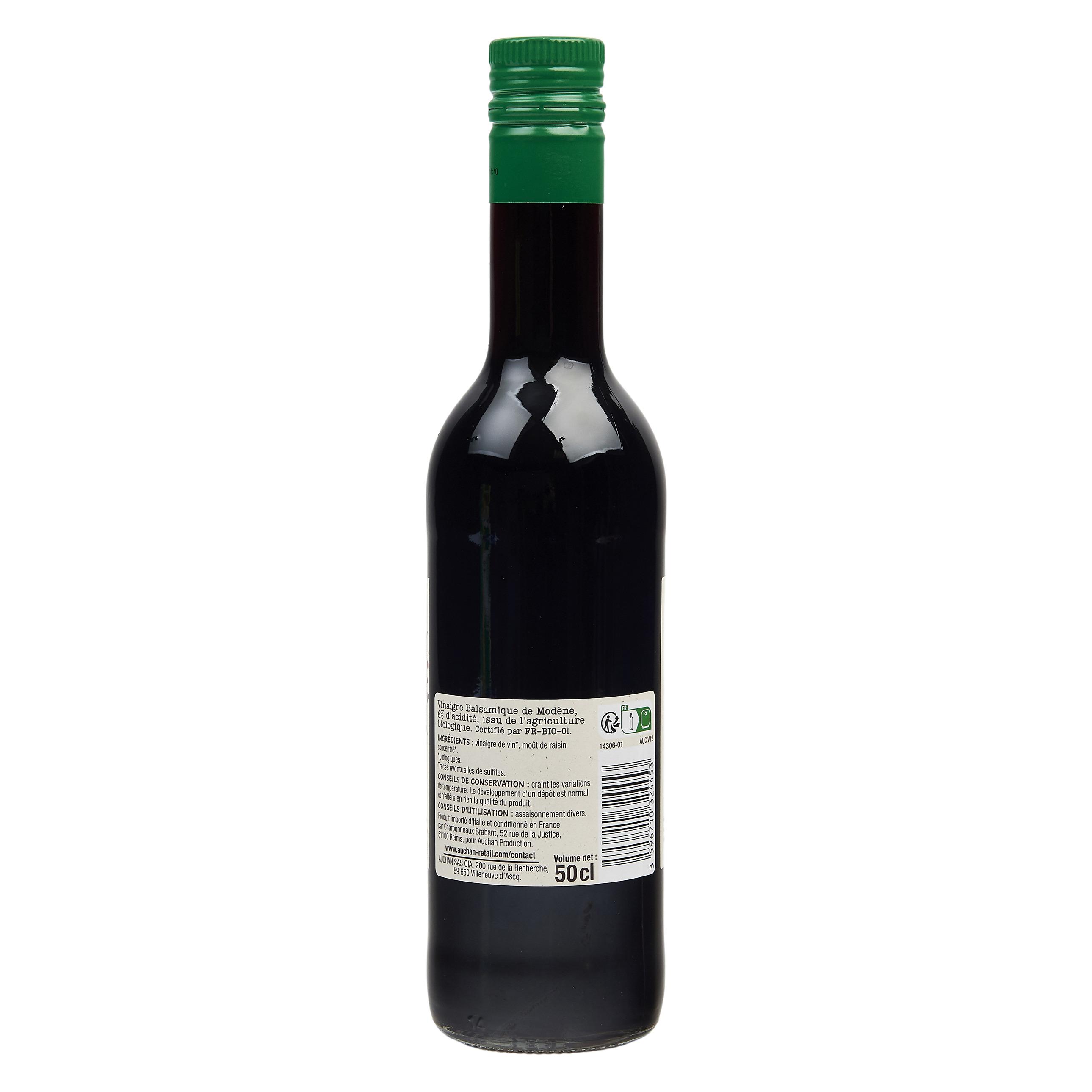 Voir la diapositive 3 : AUCHAN BIO Vinaigre balsamique de Modène 6% d'acidité 50cl