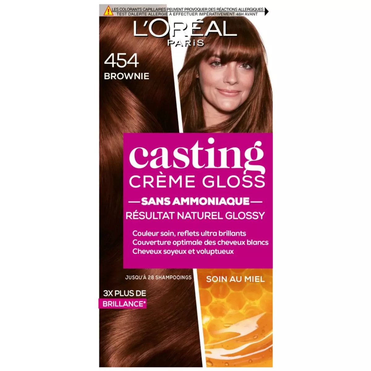 L'OREAL Casting Crème Gloss coloration sans ammoniaque 454 brownie 3 produits 1 kit
