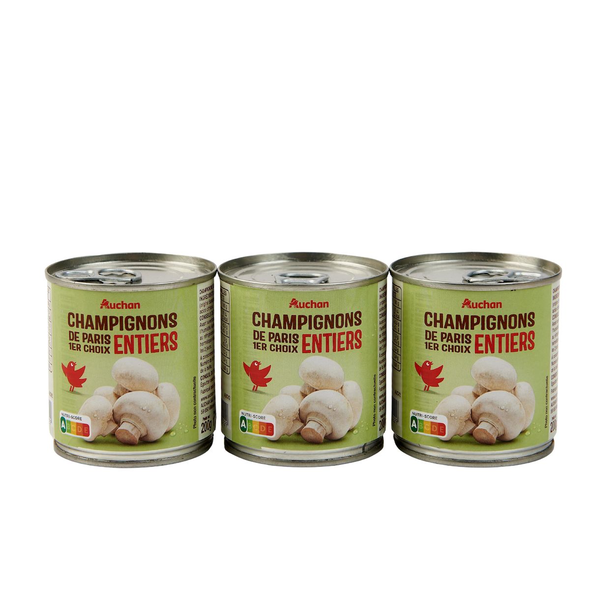AUCHAN Champignons de Paris entiers 1er choix 3x115g