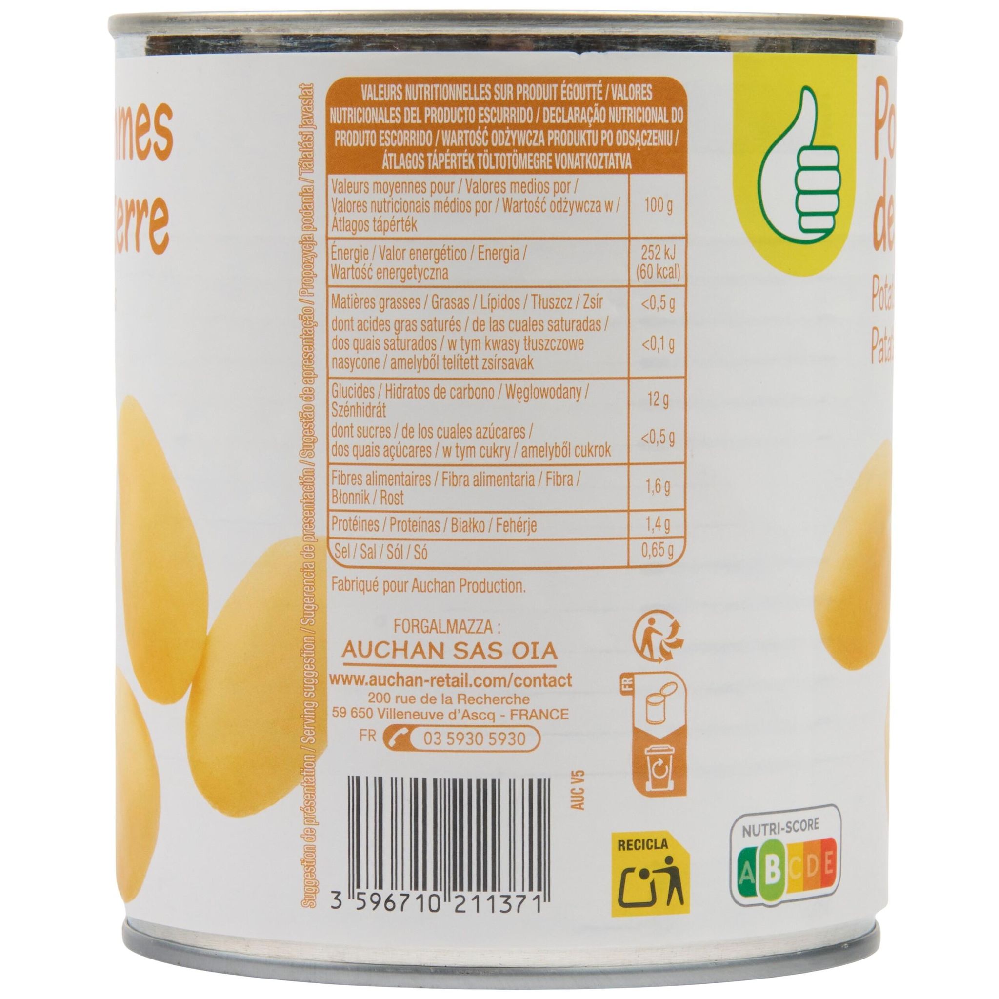 Voir la diapositive 3 : POUCE Pommes de terre 530g