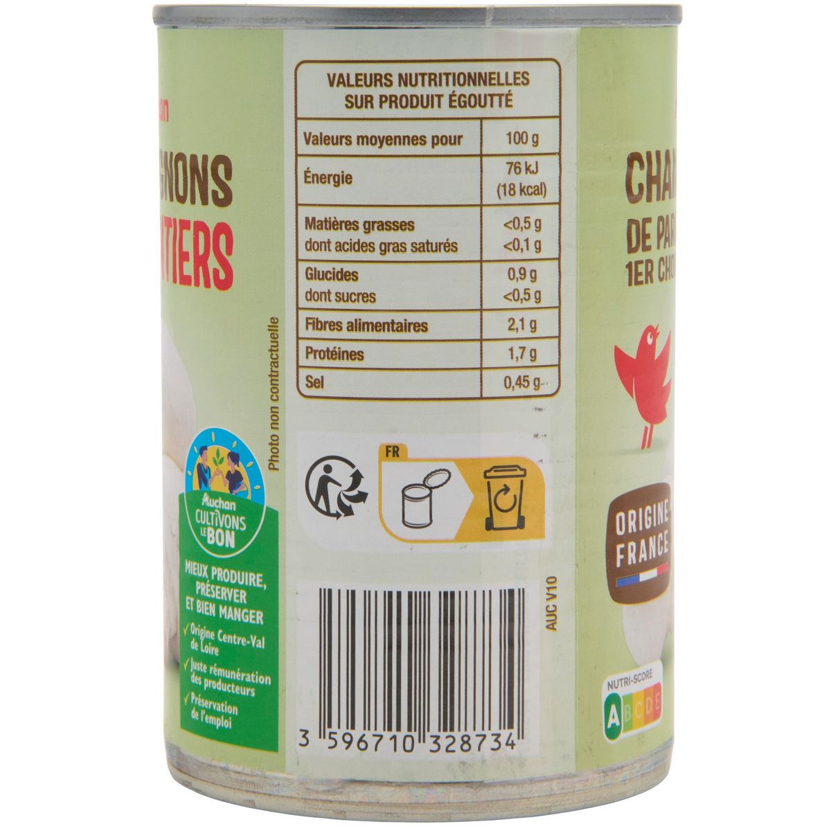AUCHAN Champignons entiers 1er choix 230g
