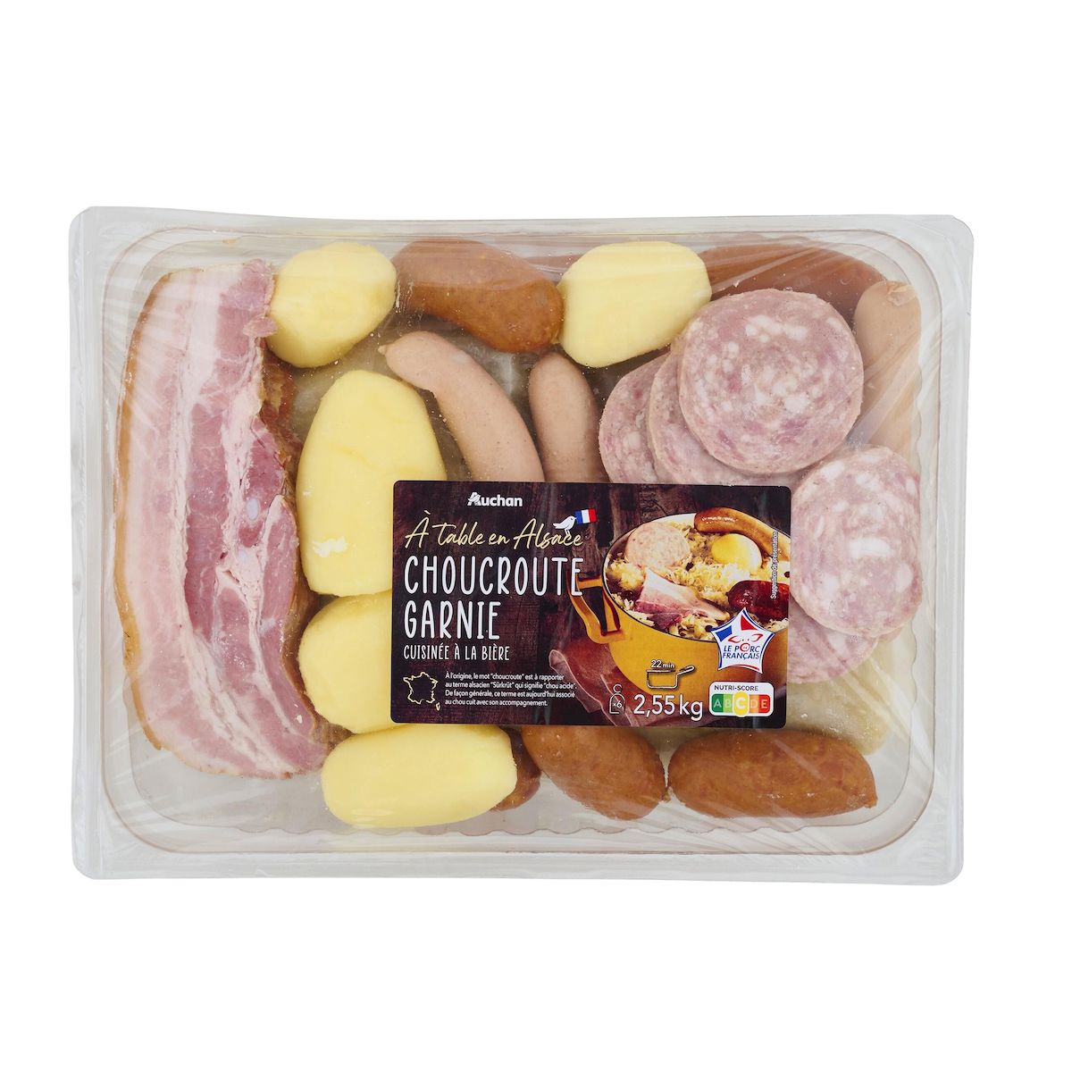 AUCHAN TERROIR Choucroute garnie et cuisinée à la bière 6 parts 2.55kg