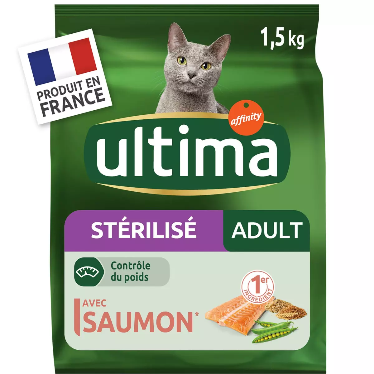 Acheter Purina One Croquettes spéciale chat stérilisé, saumon, 1,5kg