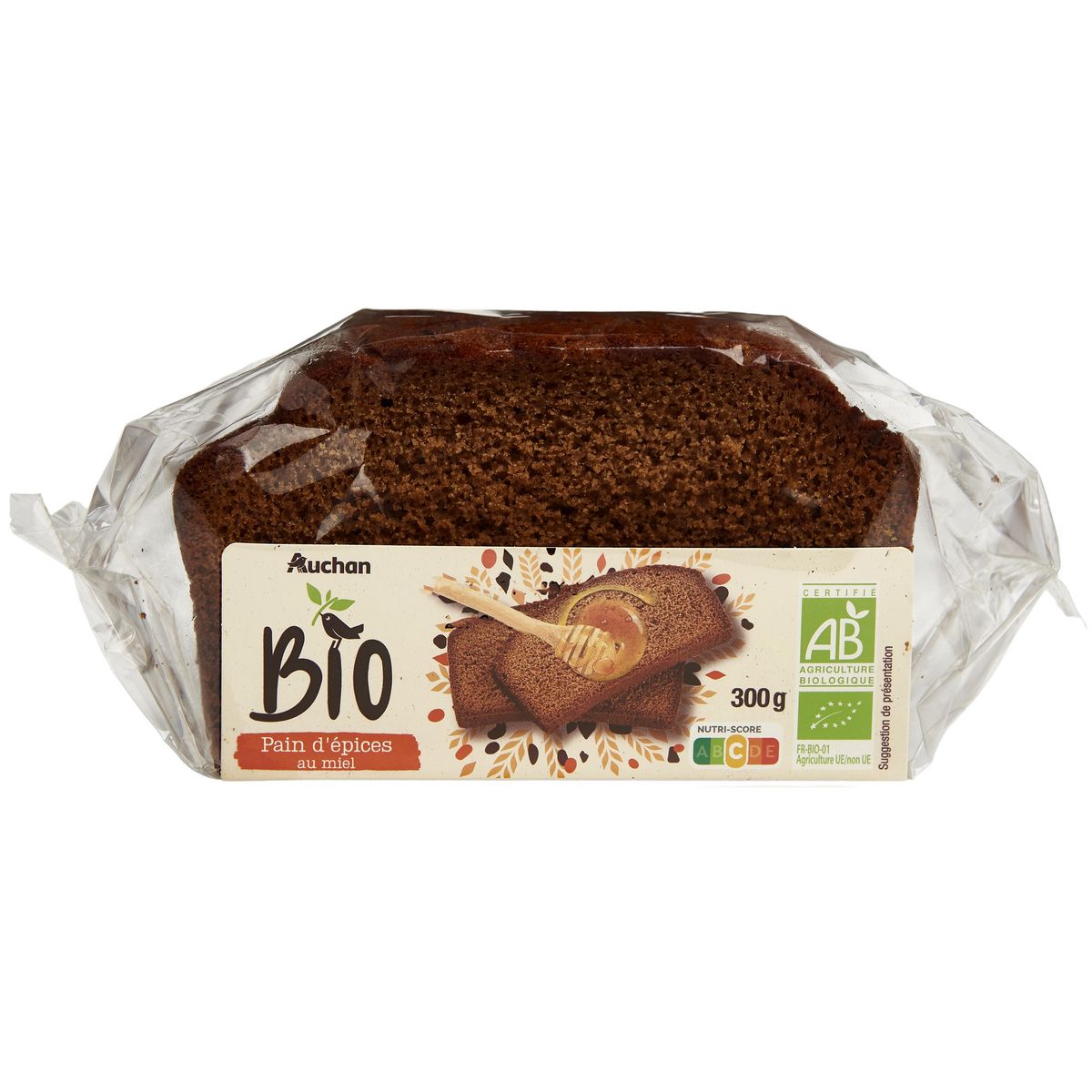 AUCHAN BIO Pain d'épices au miel 300g
