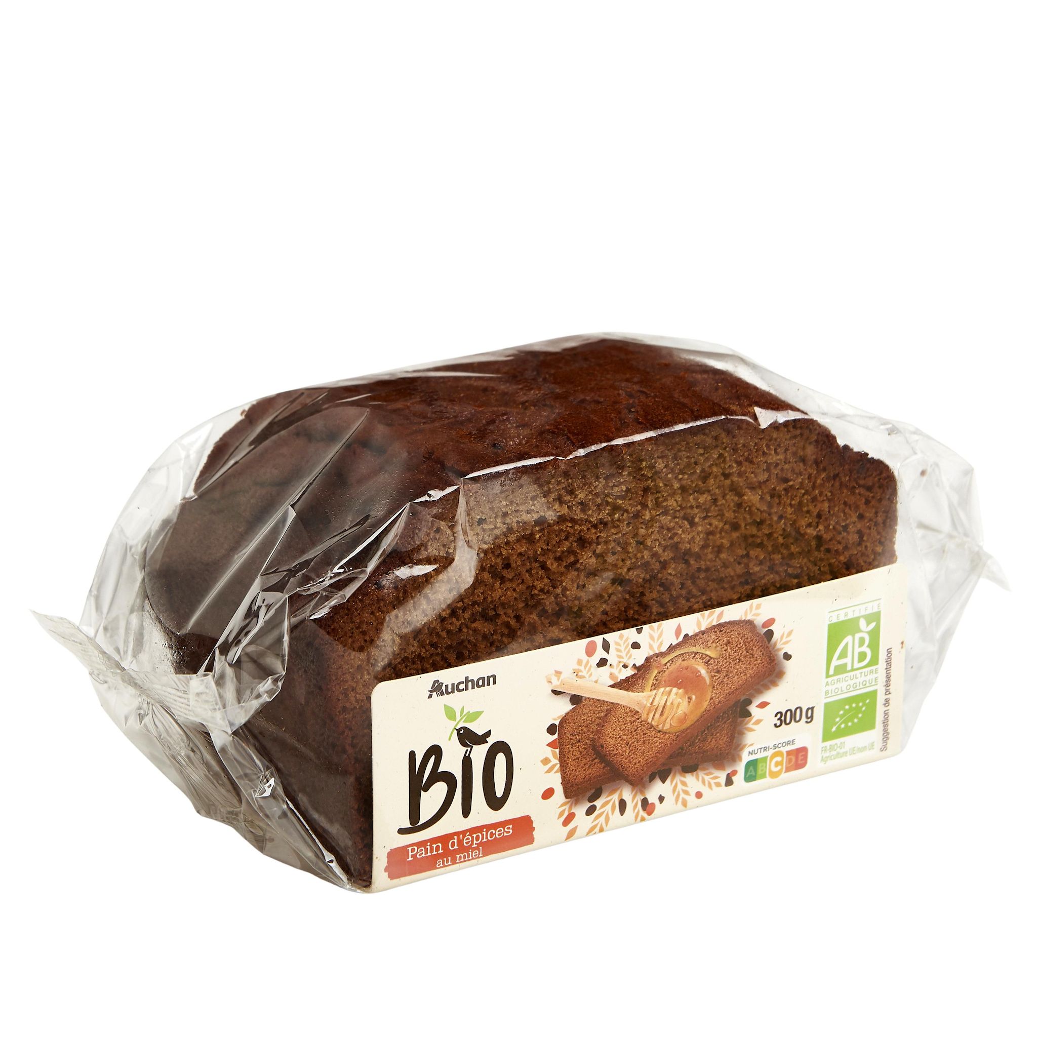 Voir la diapositive 2 : AUCHAN BIO Pain d'épices au miel 300g