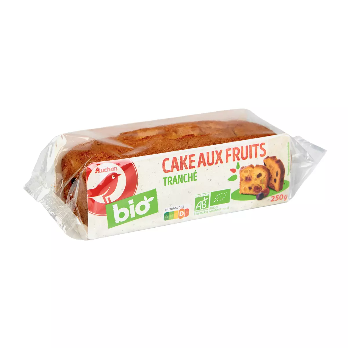 AUCHAN BIO Cake aux fruits bio 14 tranches 250g