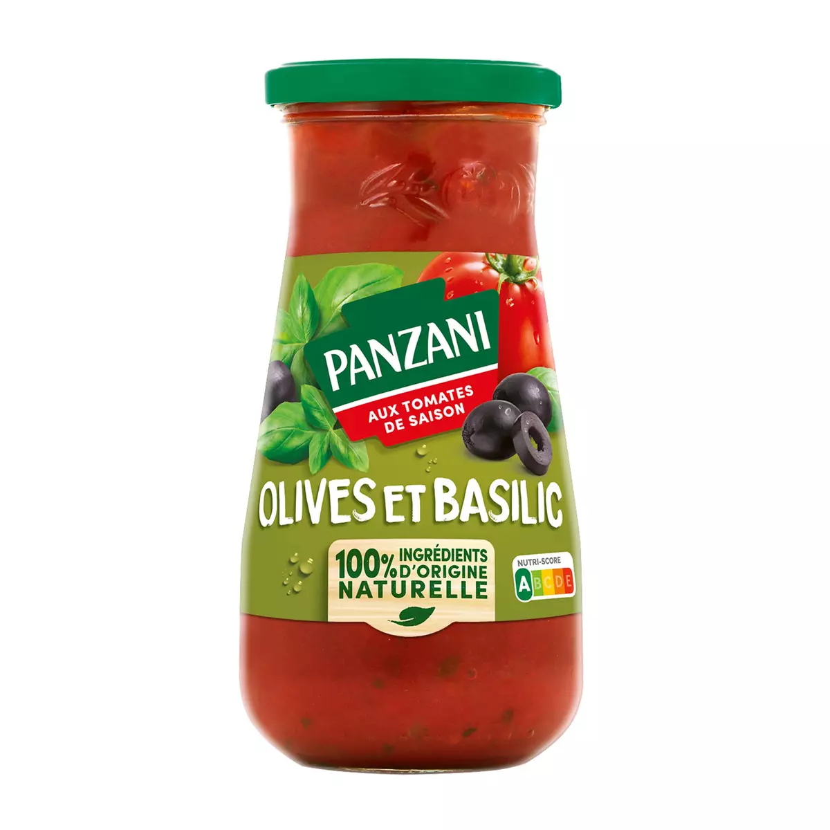 PANZANI Sauce aux tomates fraîches olives et basilic sans conservateur, en bocal 400g