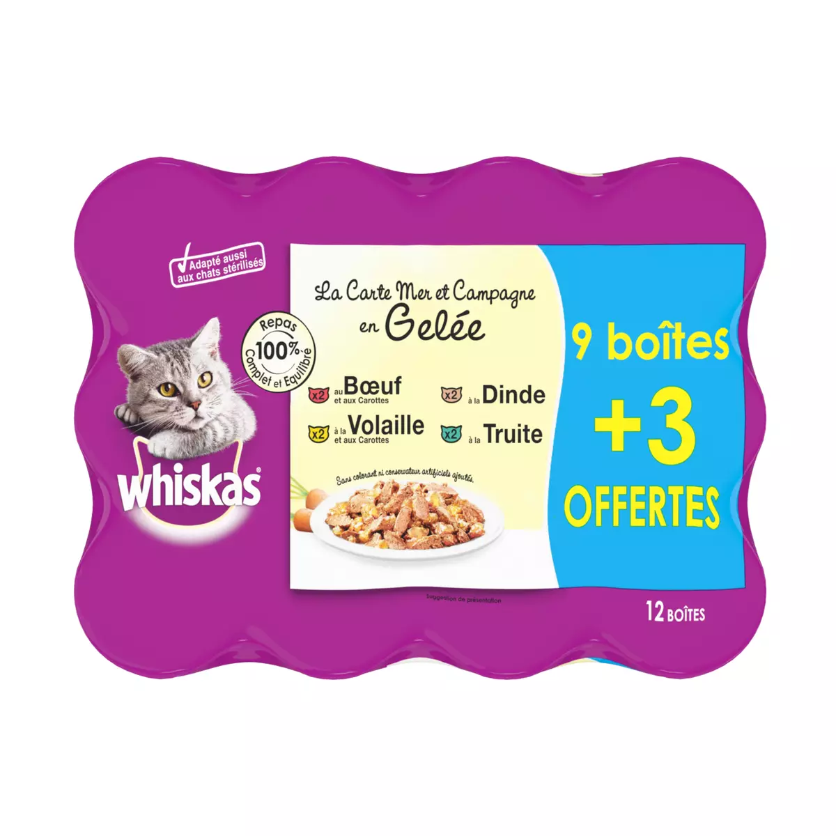 Whiskas Aliment complet pour chat - La carte Mer et Campagne en gelée