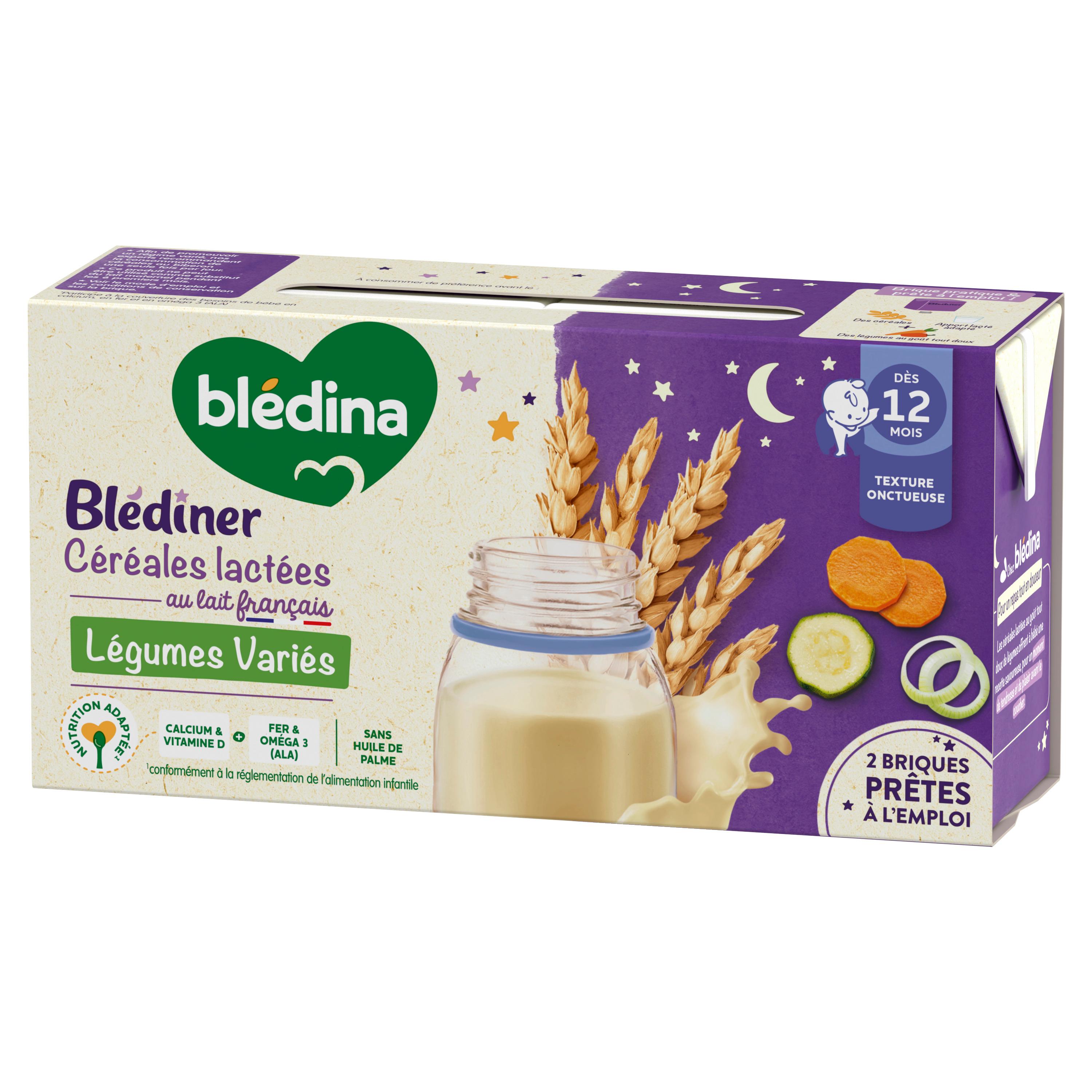 Voir la diapositive 2 : BLEDINER Brique céréales lactées légumes variés dès 12 mois 2x250ml