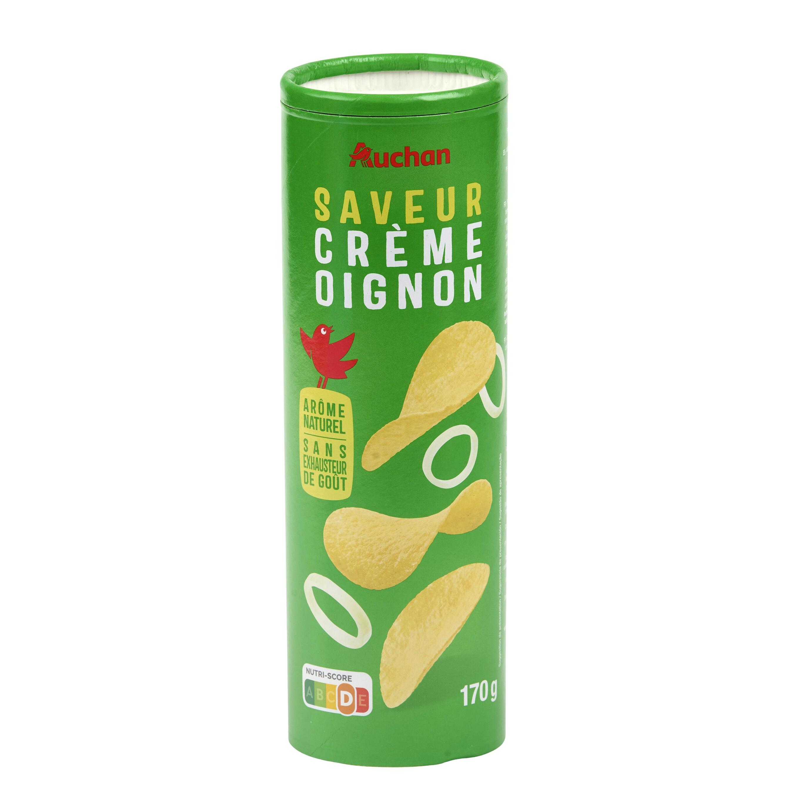 Voir la diapositive 2 : AUCHAN Chips tuiles saveur crème oignon 170g
