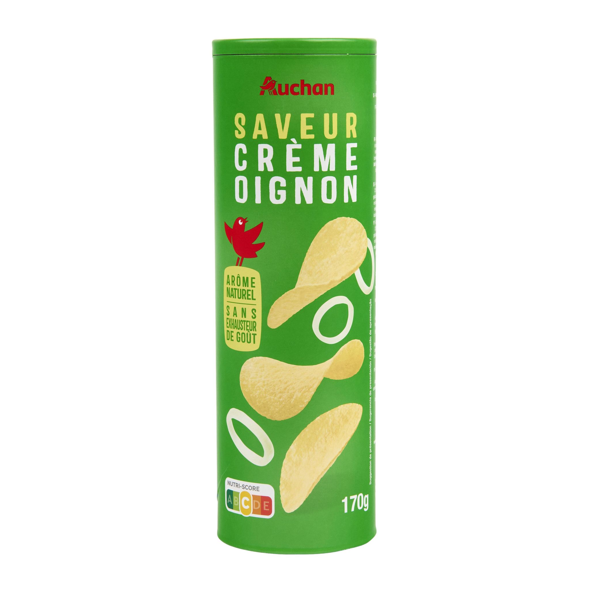 Voir la diapositive 2 : AUCHAN Chips tuiles saveur crème oignon 170g