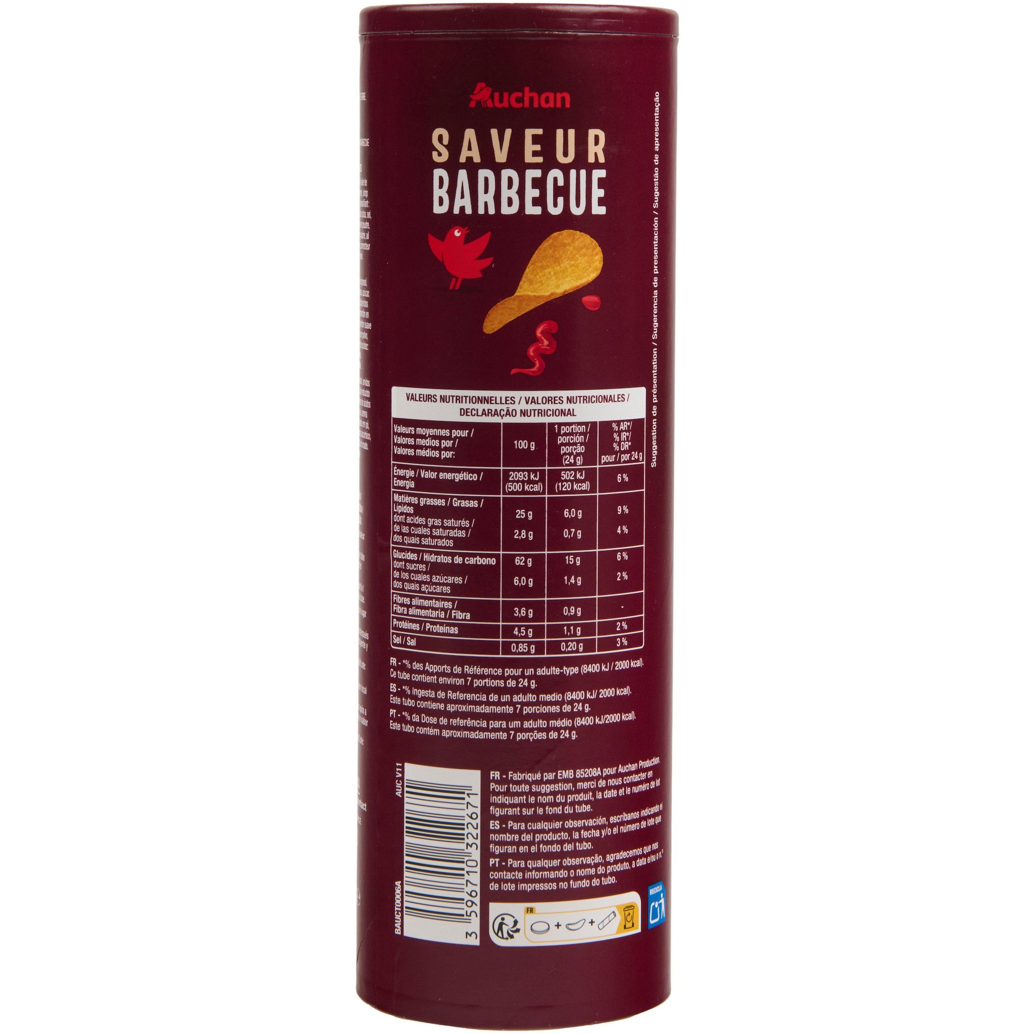 Voir la diapositive 5 : AUCHAN Chips tuiles saveur barbecue 170g