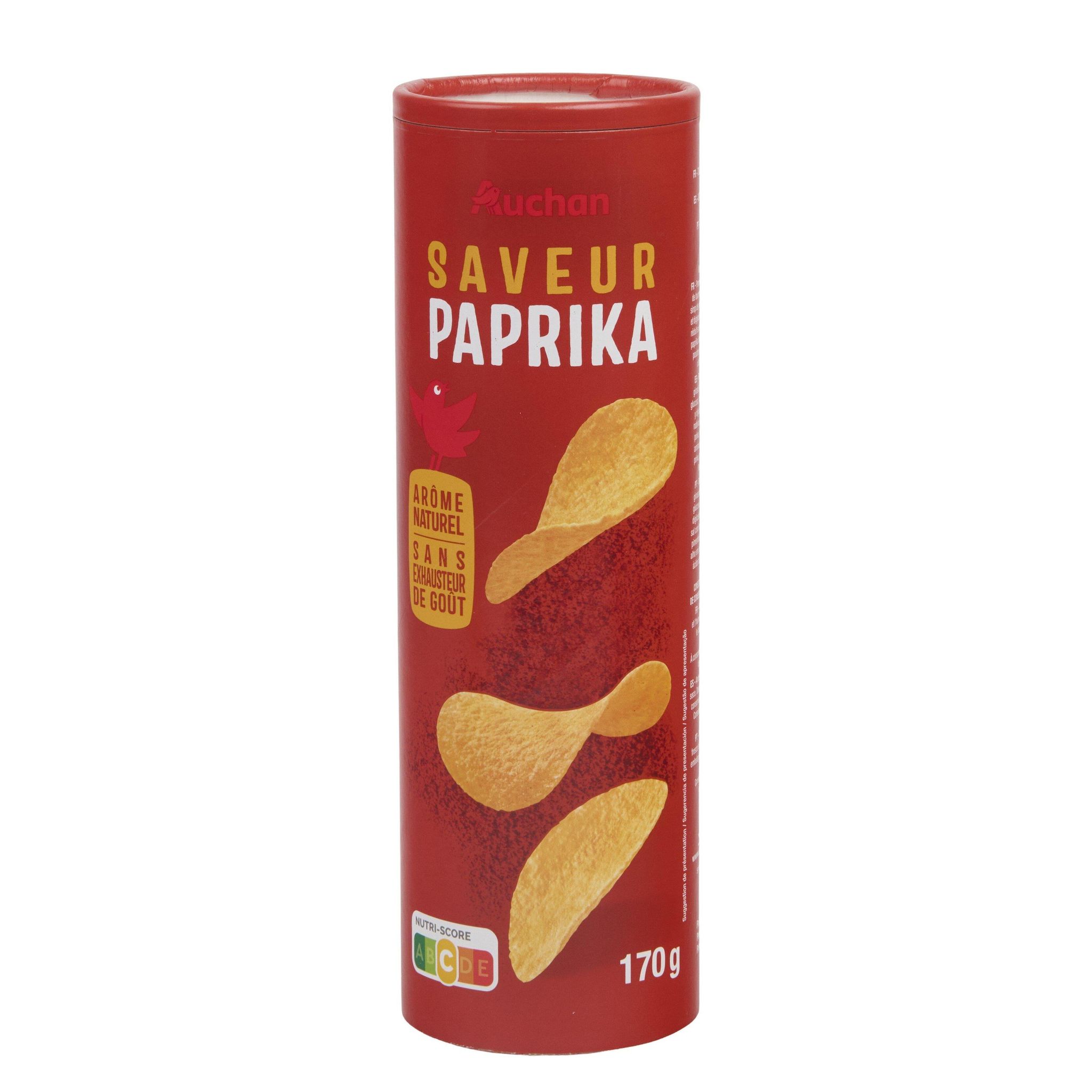 Voir la diapositive 2 : AUCHAN Chips tuiles saveur paprika 170g