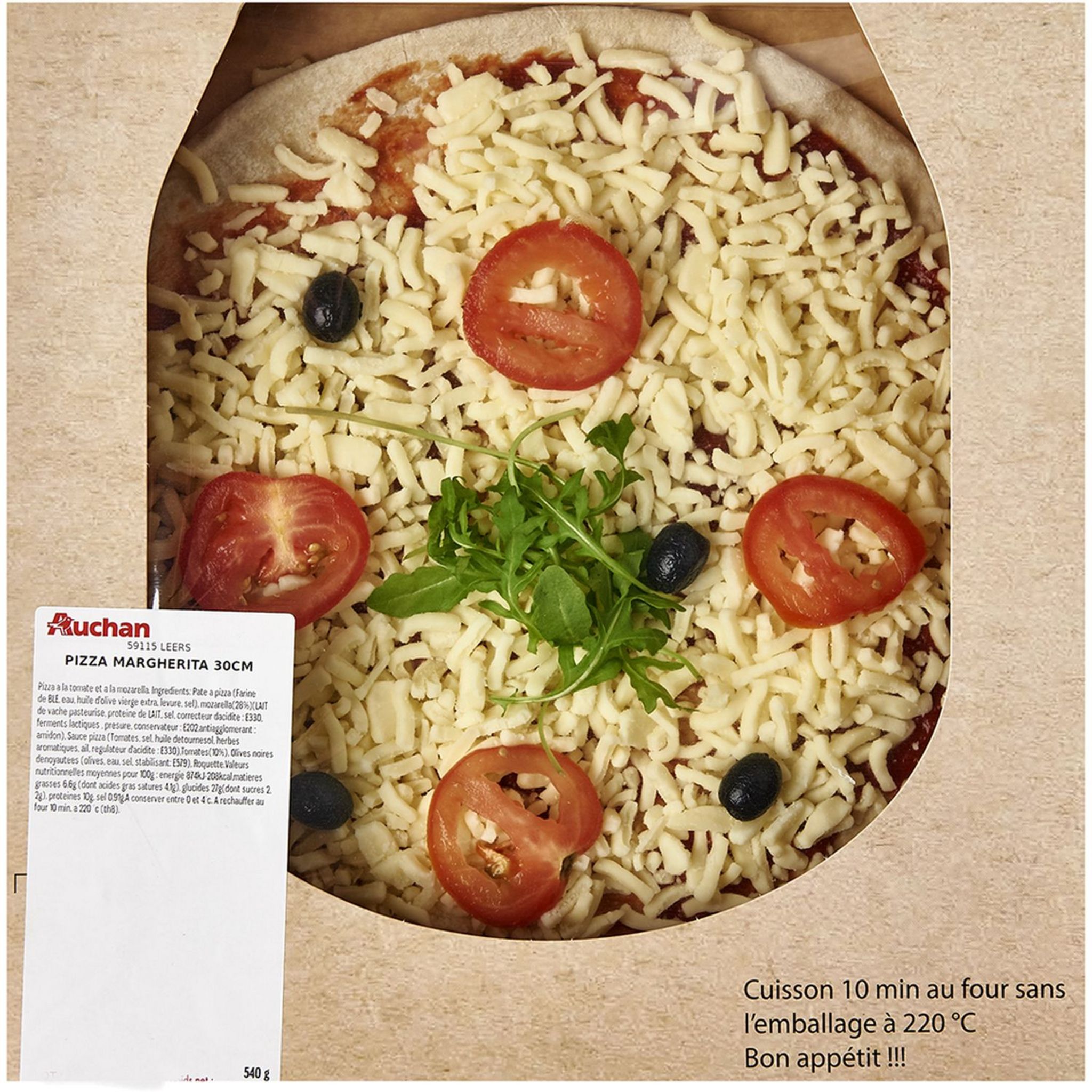 Voir la diapositive 2 : AUCHAN LE TRAITEUR Pizza margherita 30cm 540g