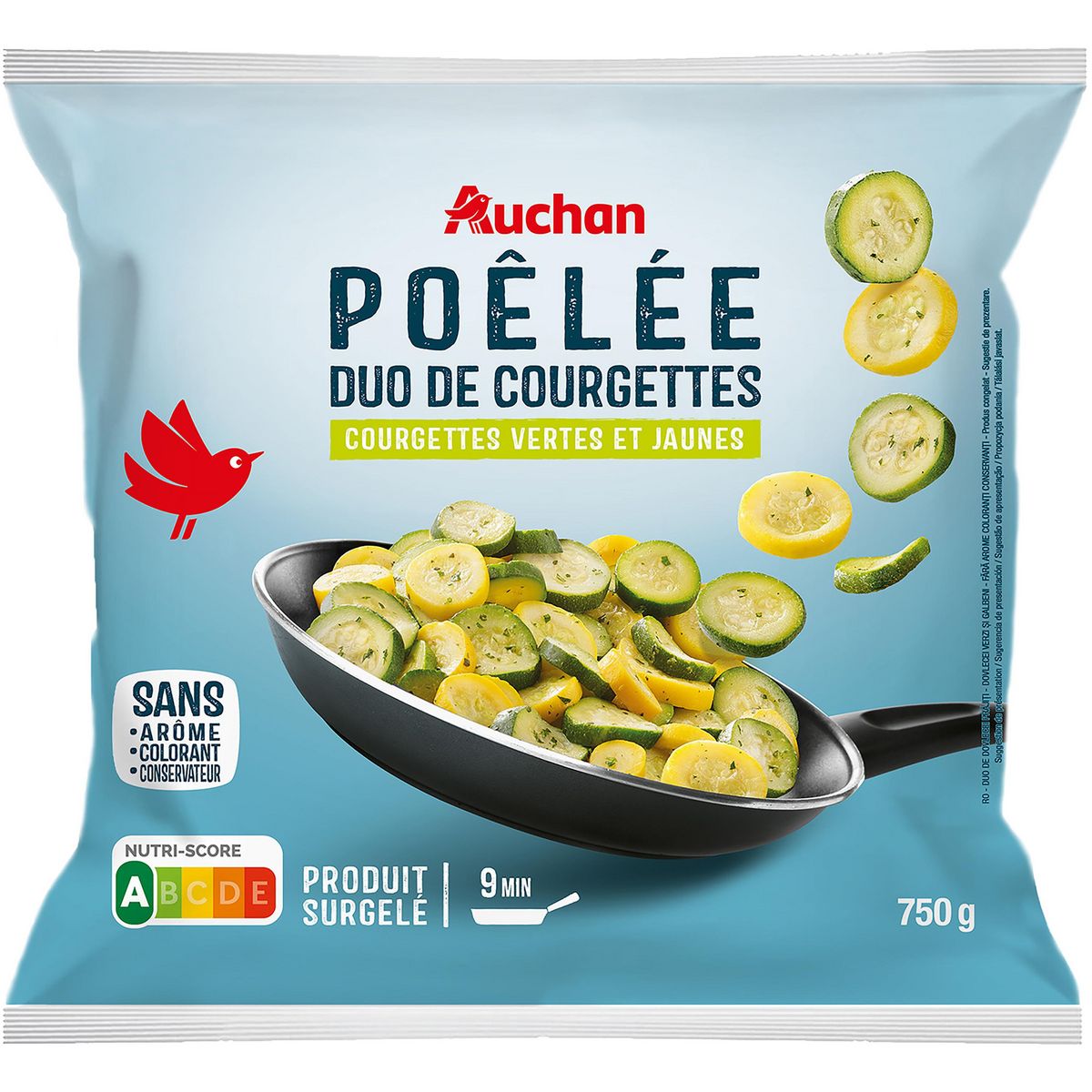 AUCHAN Poêlée duo de courgettes 5 portions 750g
