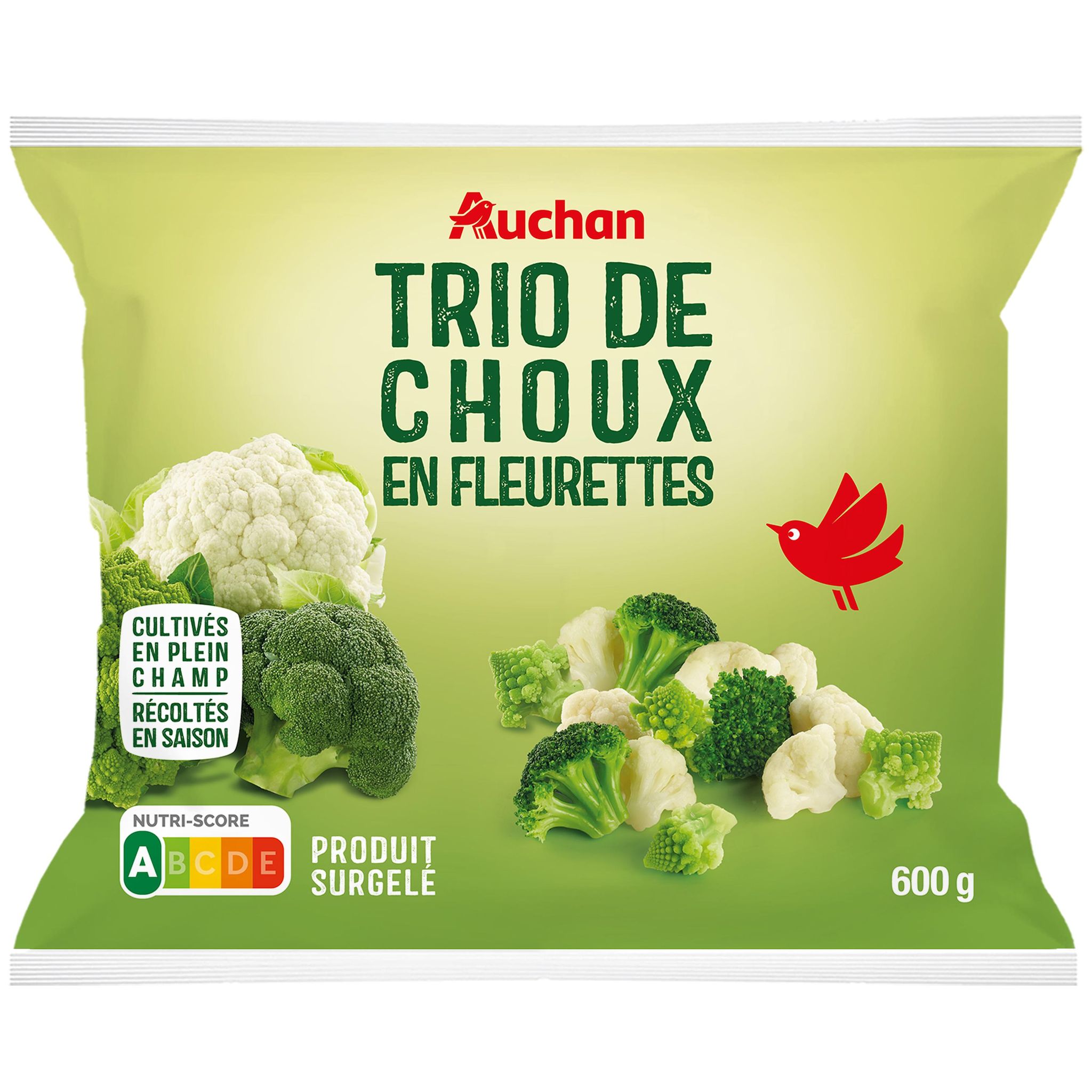 Voir la diapositive 3 : AUCHAN Trio de choux fleurettes 5 portions 600g