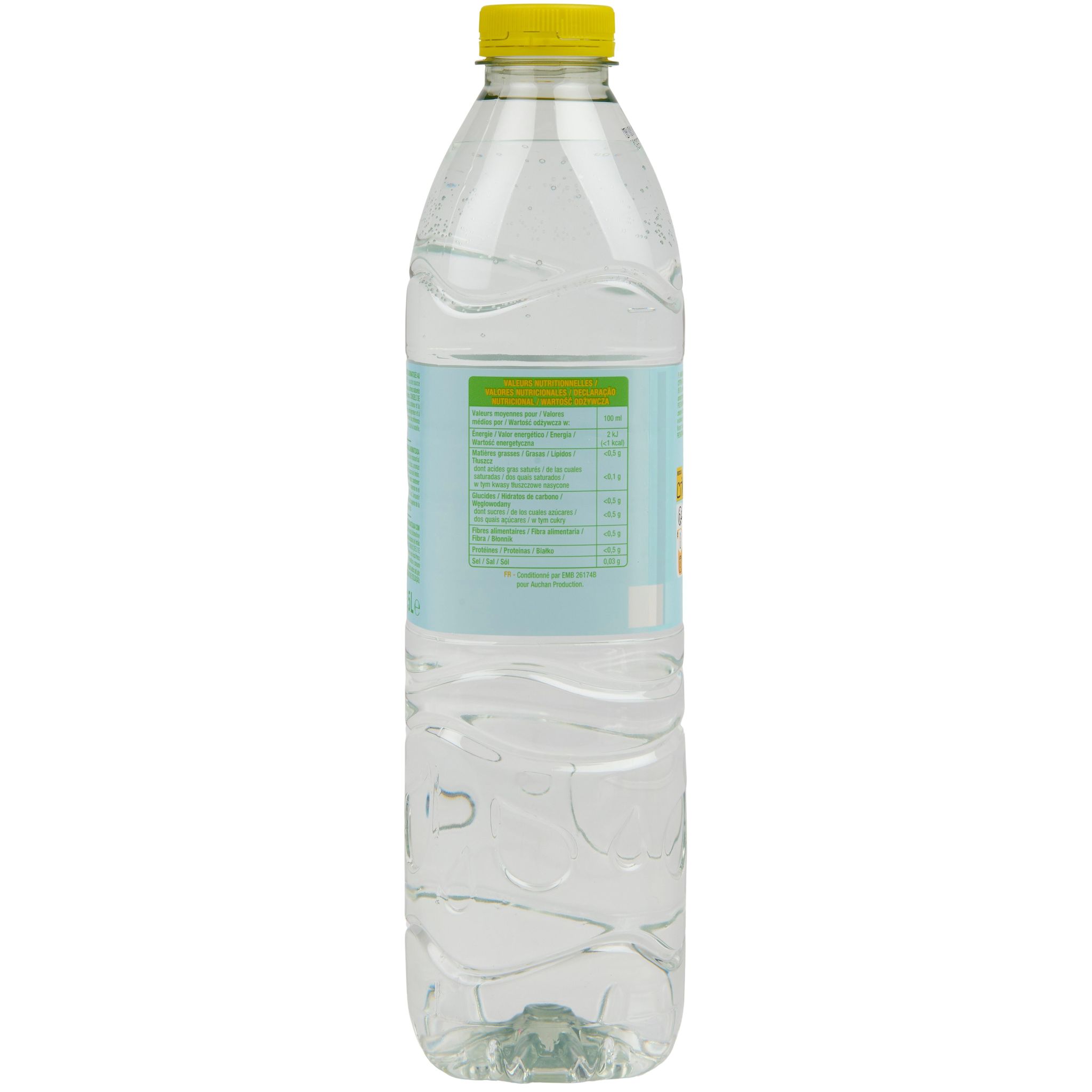 Voir la diapositive 3 : AUCHAN Eau de source aromatisée citron vert 1,5l