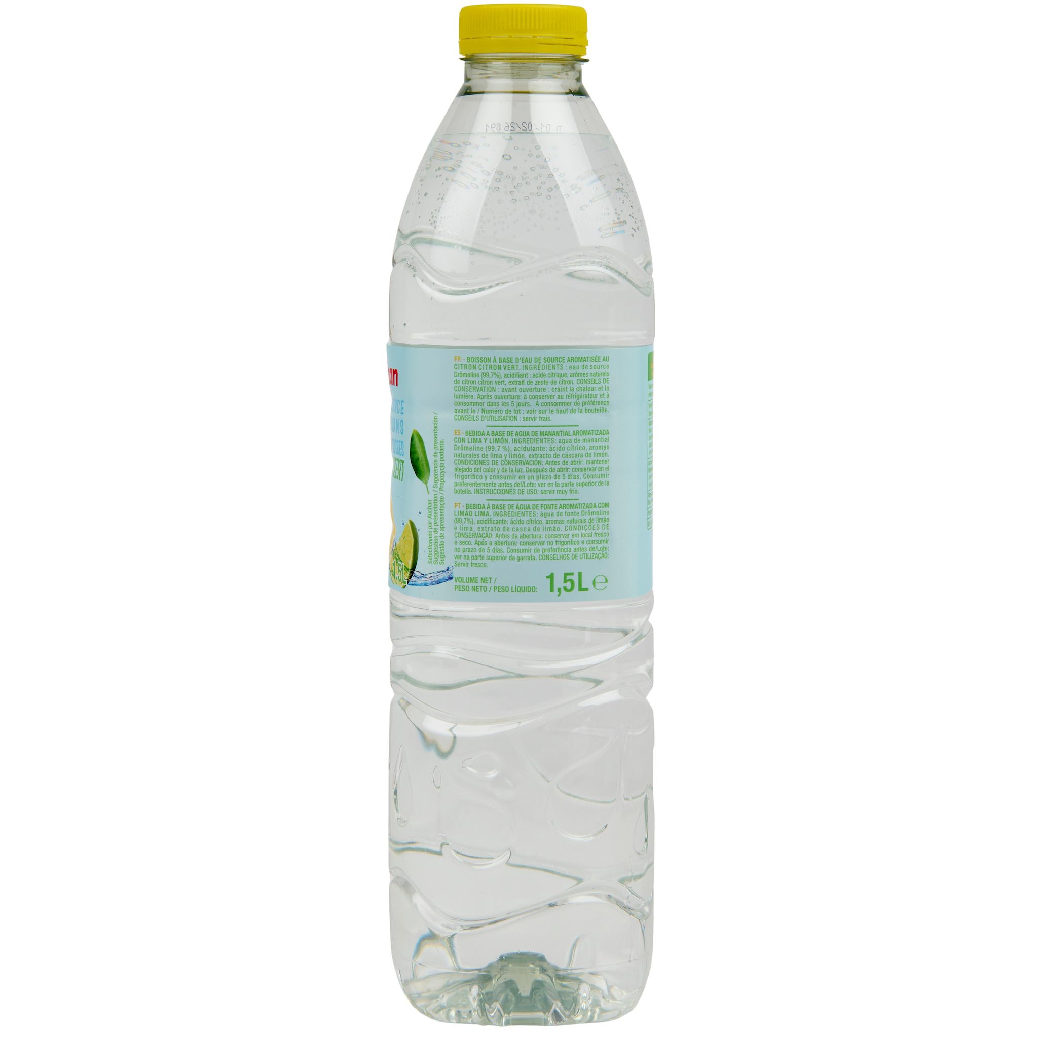 Voir la diapositive 4 : AUCHAN Eau de source aromatisée citron vert 1,5l