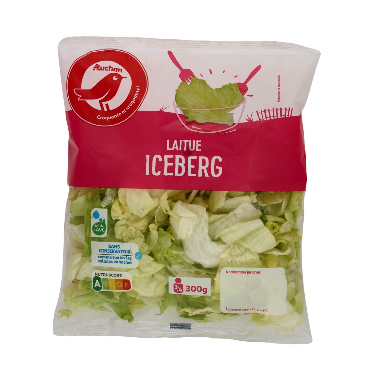 AUCHAN Laitue iceberg 3-4 parts 300g