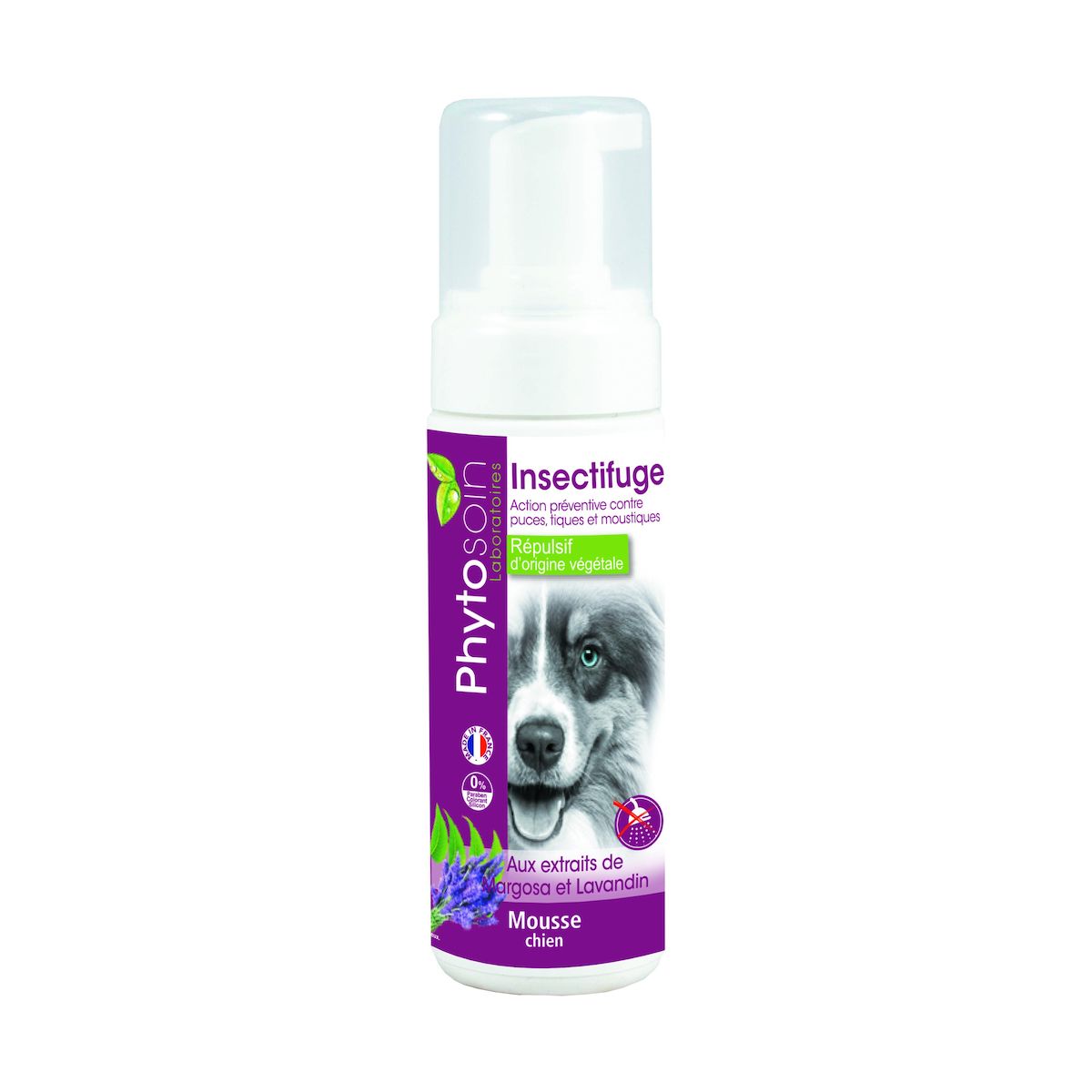 PHYTOSOIN Mousse insectifuge aux extraits de margosa et lavandin pour chien 150ml