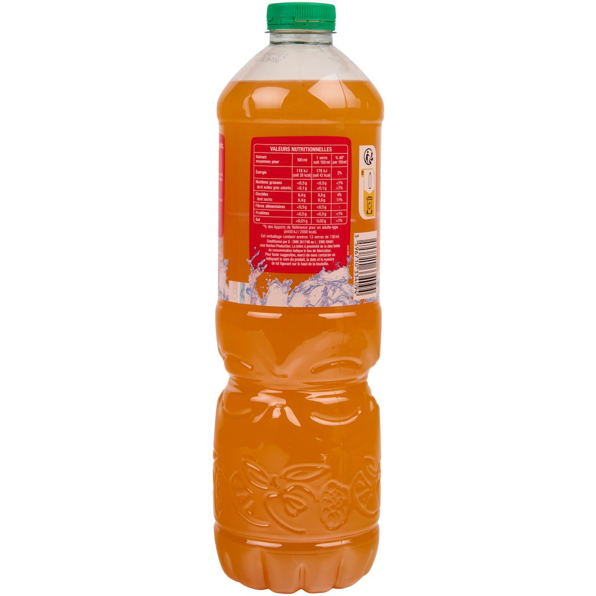 AUCHAN Boisson aux fruits goût pêche abricot 2l