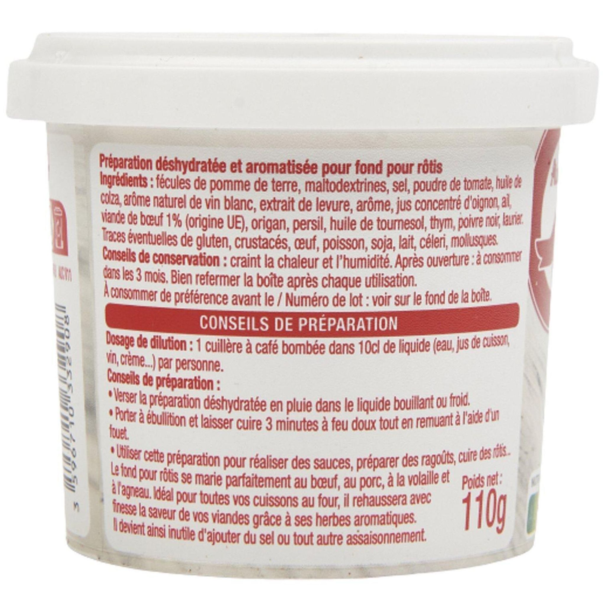 Voir la diapositive 3 : AUCHAN Fond pour rôtis déshydraté avec bec verseur 110g