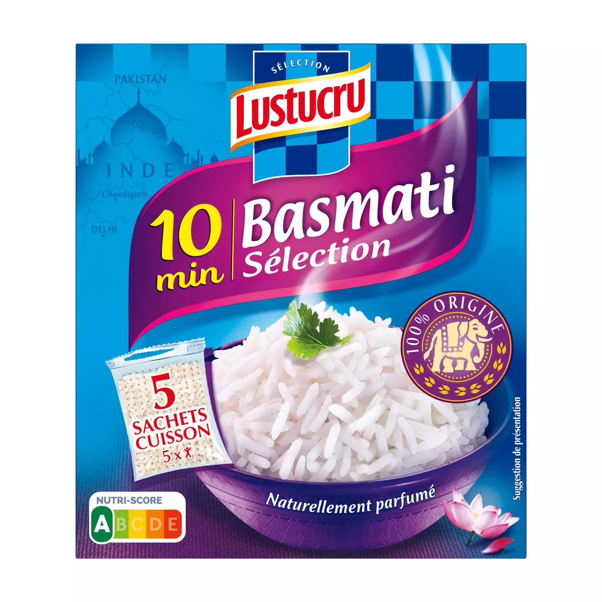 LUSTUCRU Riz Basmati sachets cuisson prêt en 10min 5 sachets 450g