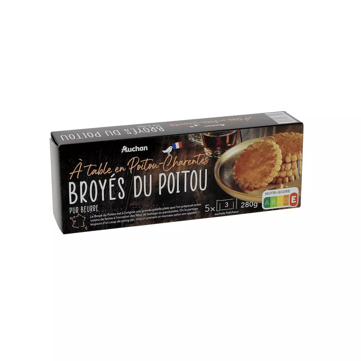 AUCHAN TERROIR Broyés du Poitou galettes pur beurre 5x3 galettes 280g