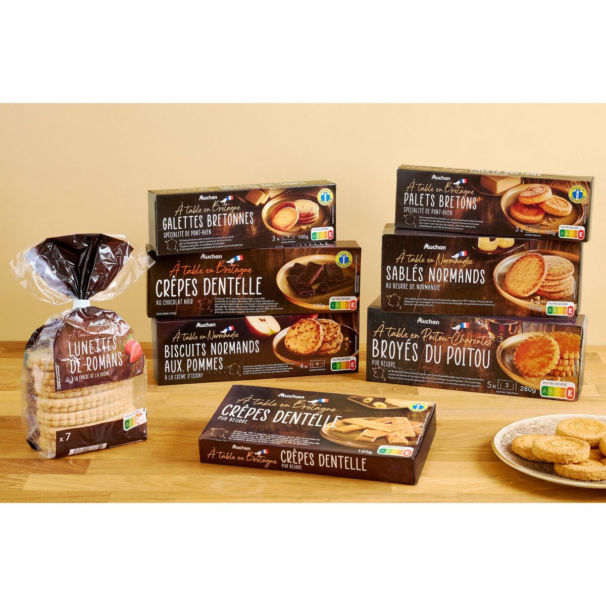 AUCHAN TERROIR Broyés du Poitou galettes pur beurre 5x3 galettes 280g