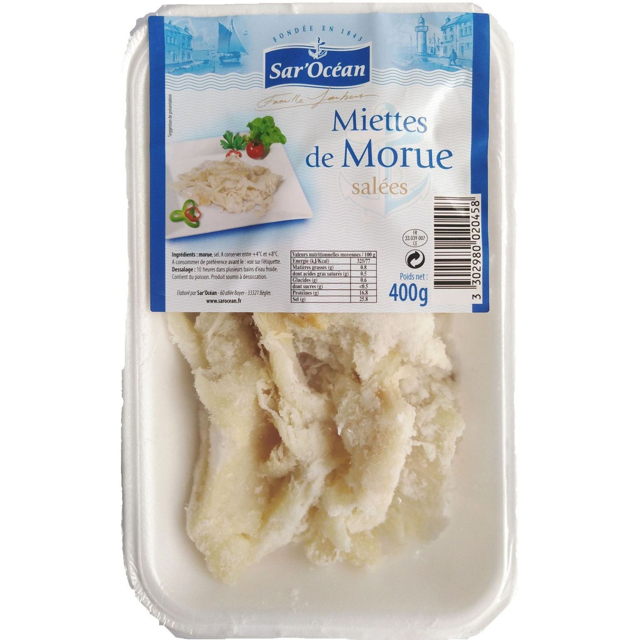 SAR'OCEAN Miettes de morue salée nature 400g