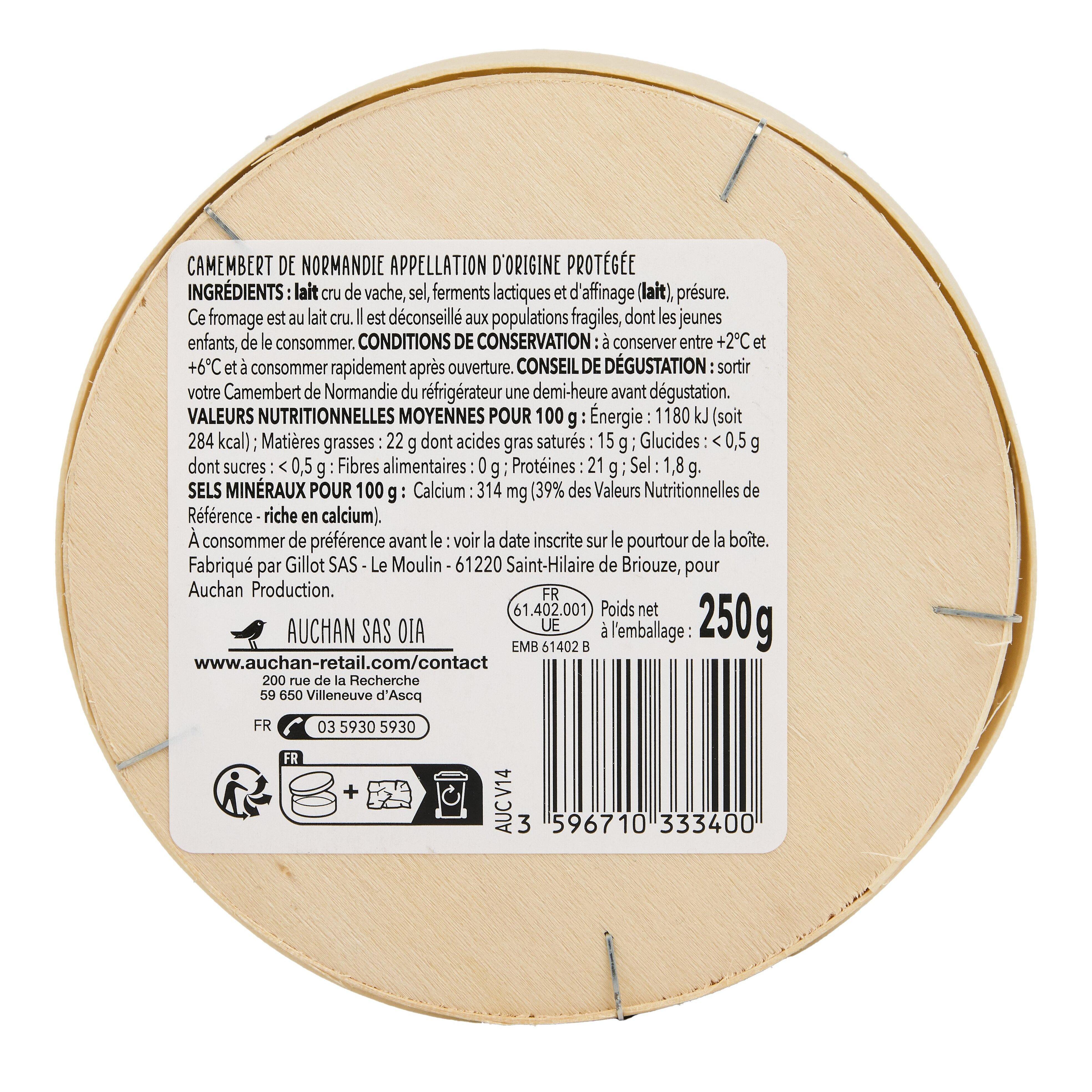 Voir la diapositive 4 : AUCHAN TERROIR Camembert de Normandie AOP 250g