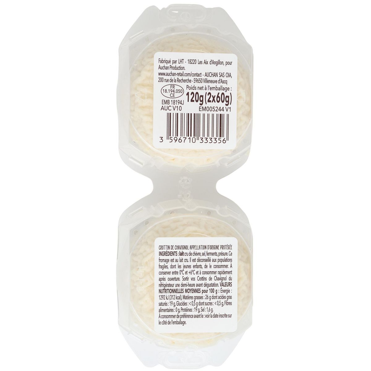 AUCHAN TERROIR Crottin de Chavignol AOP 2x60g