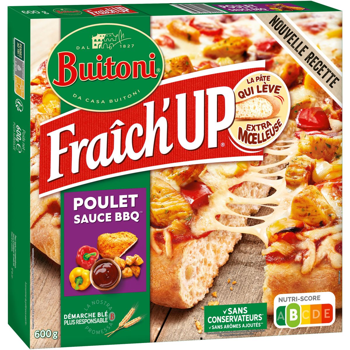 BUITONI Fraîch'up - Pizza poulet barbecue 600g