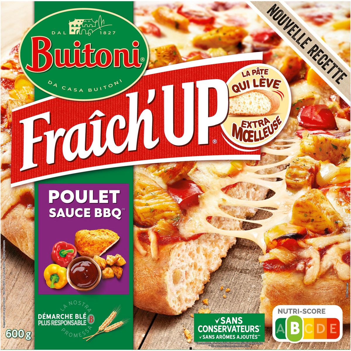 BUITONI Fraîch'up - Pizza poulet barbecue 600g
