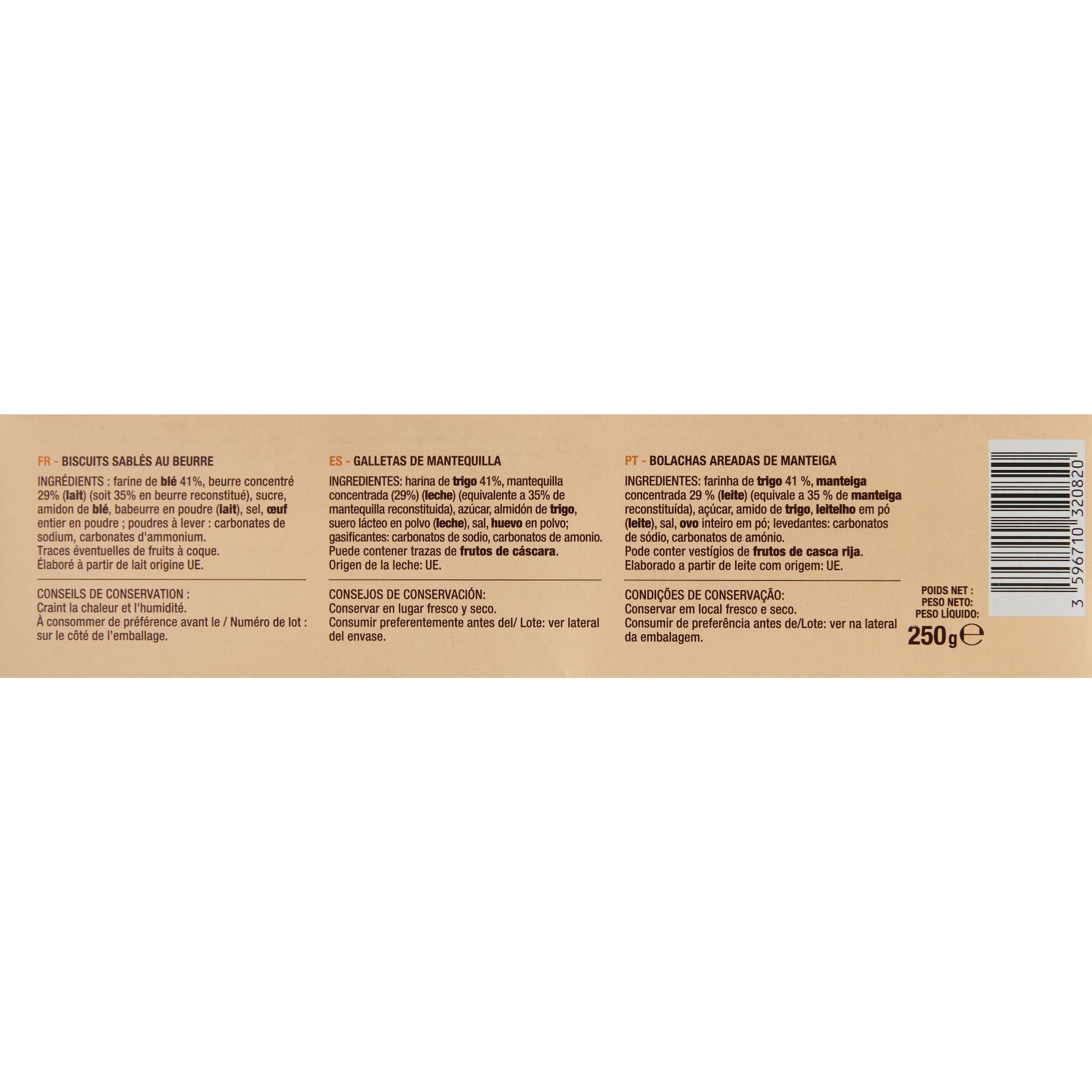 Voir la diapositive 4 : AUCHAN Sprits biscuits sablés au beurre 12 biscuits 250g