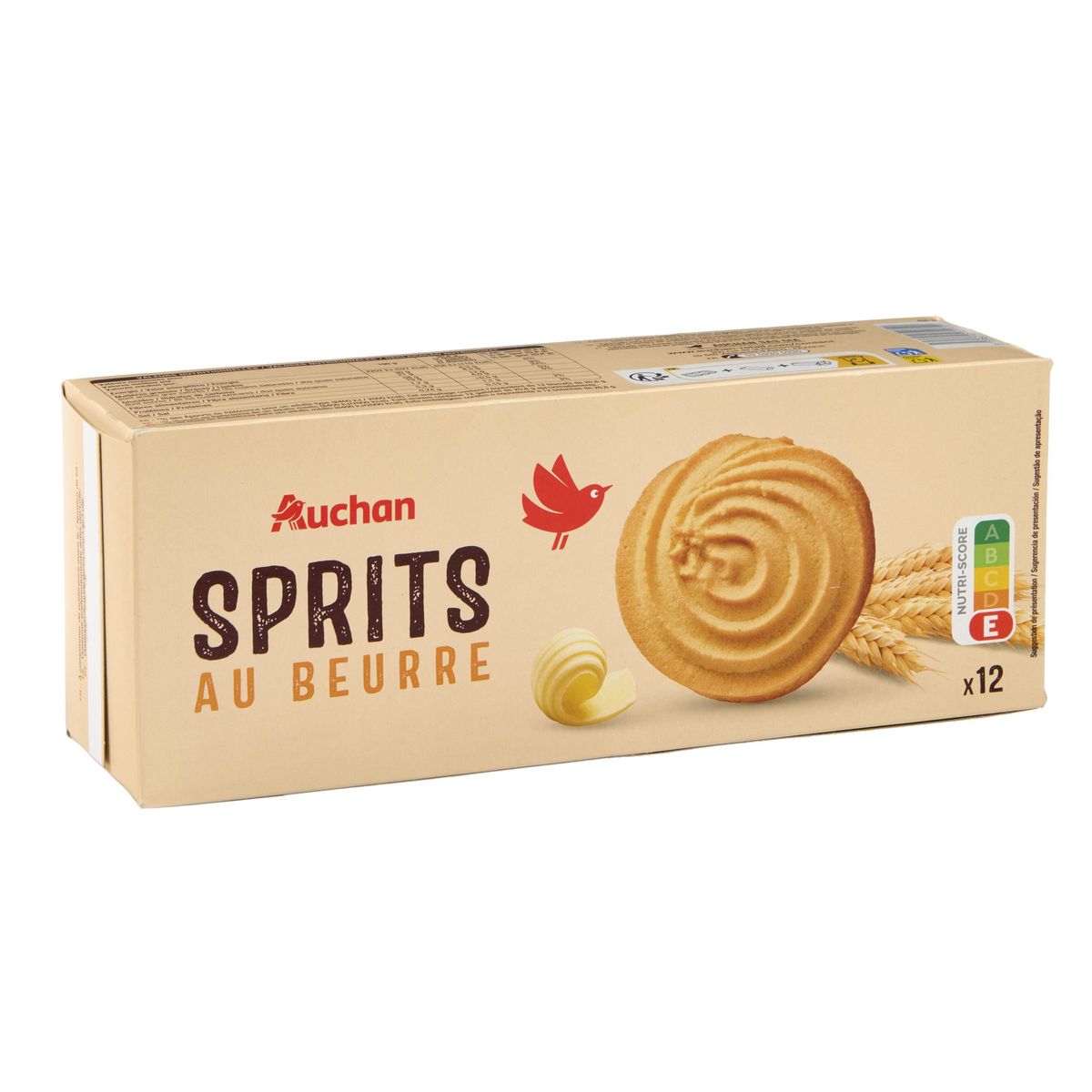 AUCHAN Sprits biscuits sablés au beurre 12 biscuits 250g