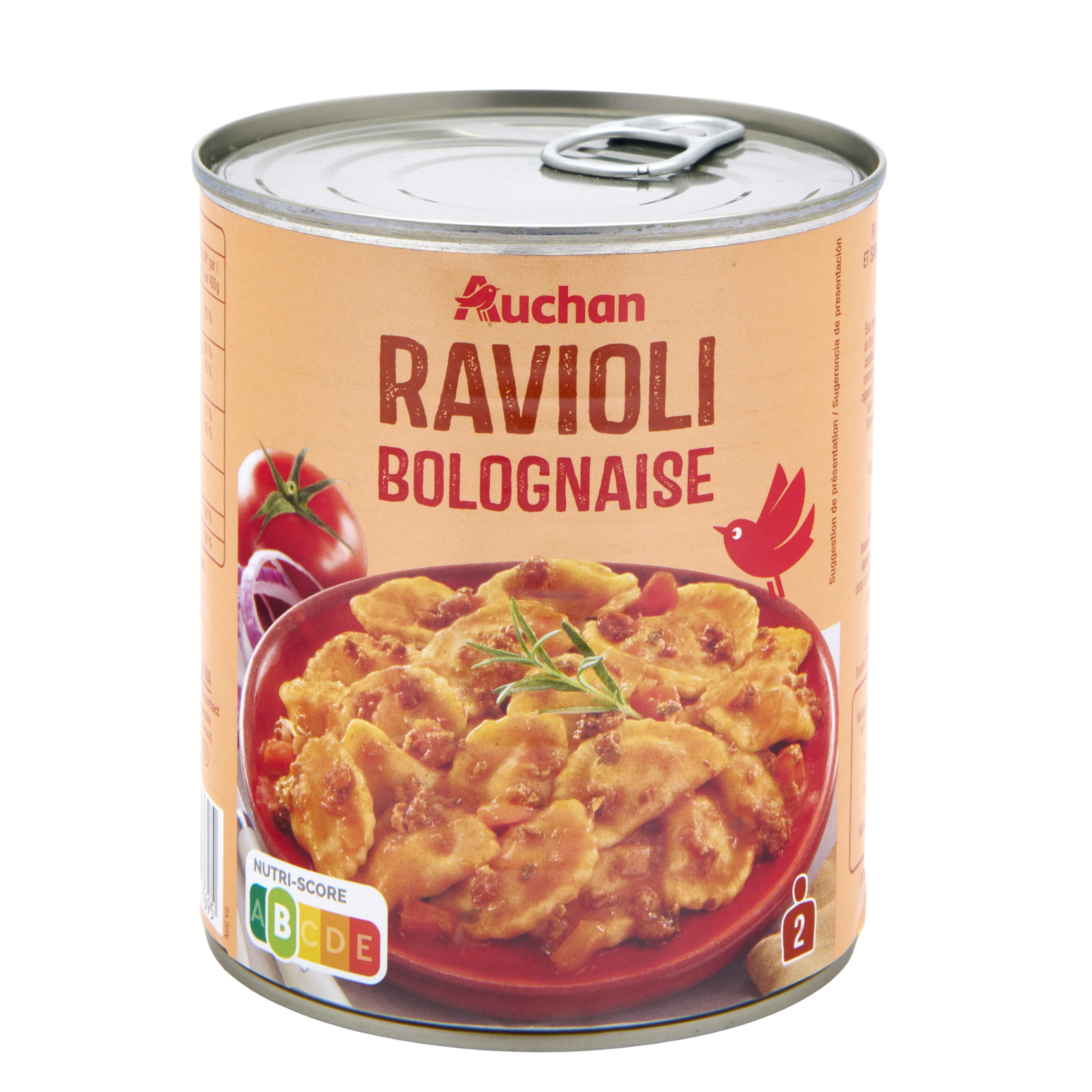 Voir la diapositive 2 : AUCHAN Ravioli à la bolognaise 2 personnes 800g