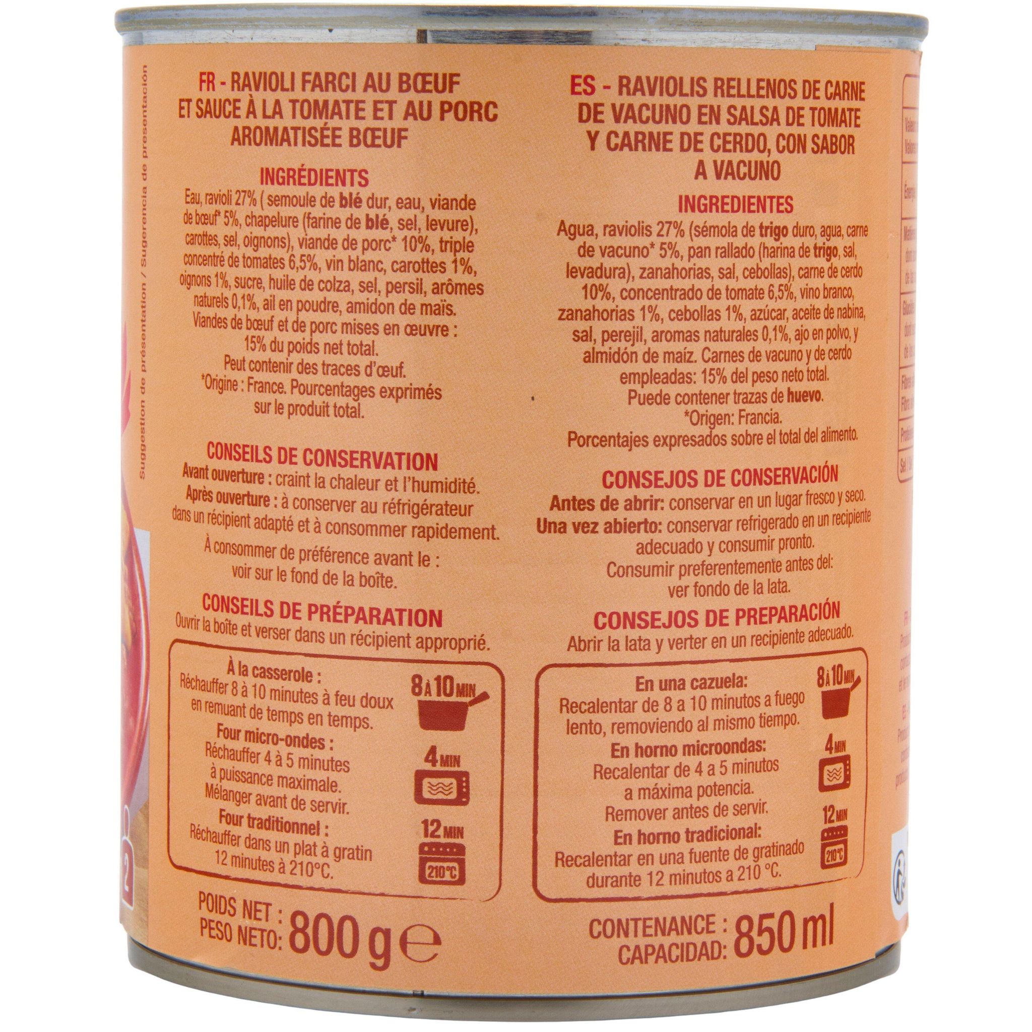 Voir la diapositive 3 : AUCHAN Ravioli à la bolognaise 2 personnes 800g