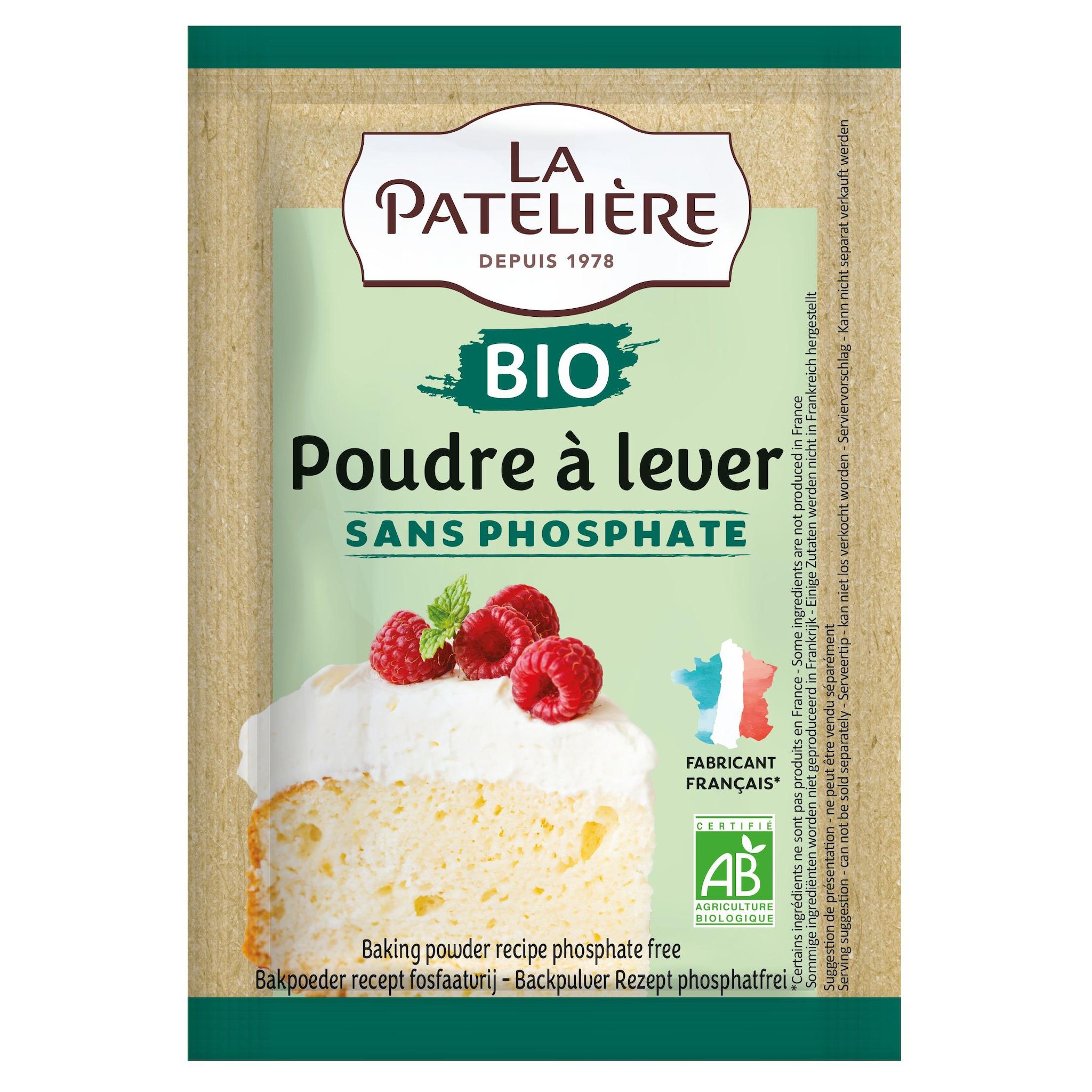 Voir la diapositive 2 : LA PATELIERE Poudre à lever bio sans phosphate 8 sachets 8x10g