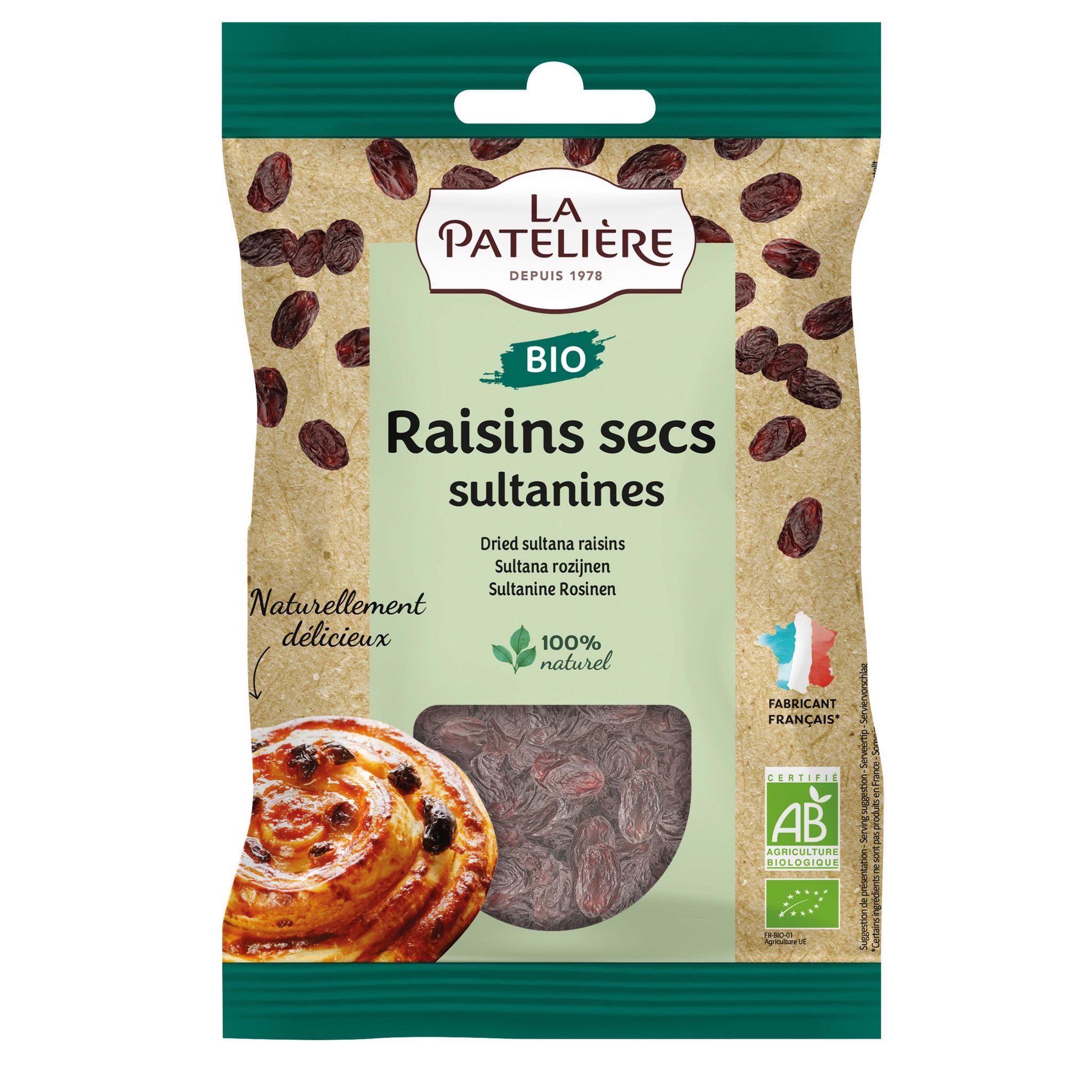 Voir la diapositive 2 : LA PATELIERE Raisins secs sultanine bio 125g