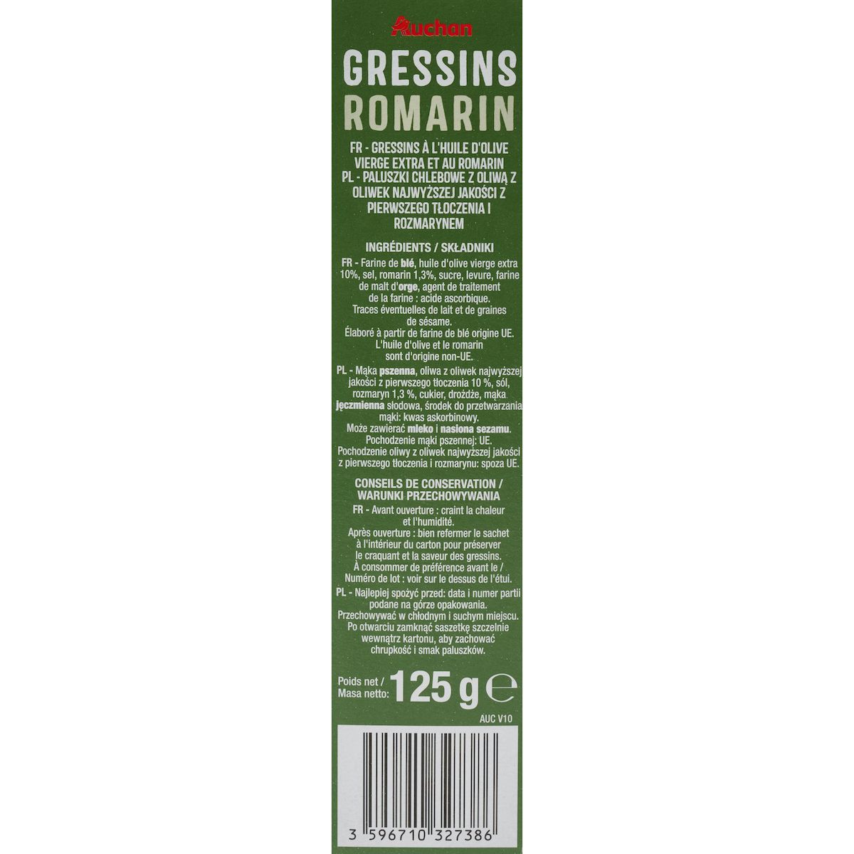 AUCHAN Gressins au romarin 125g