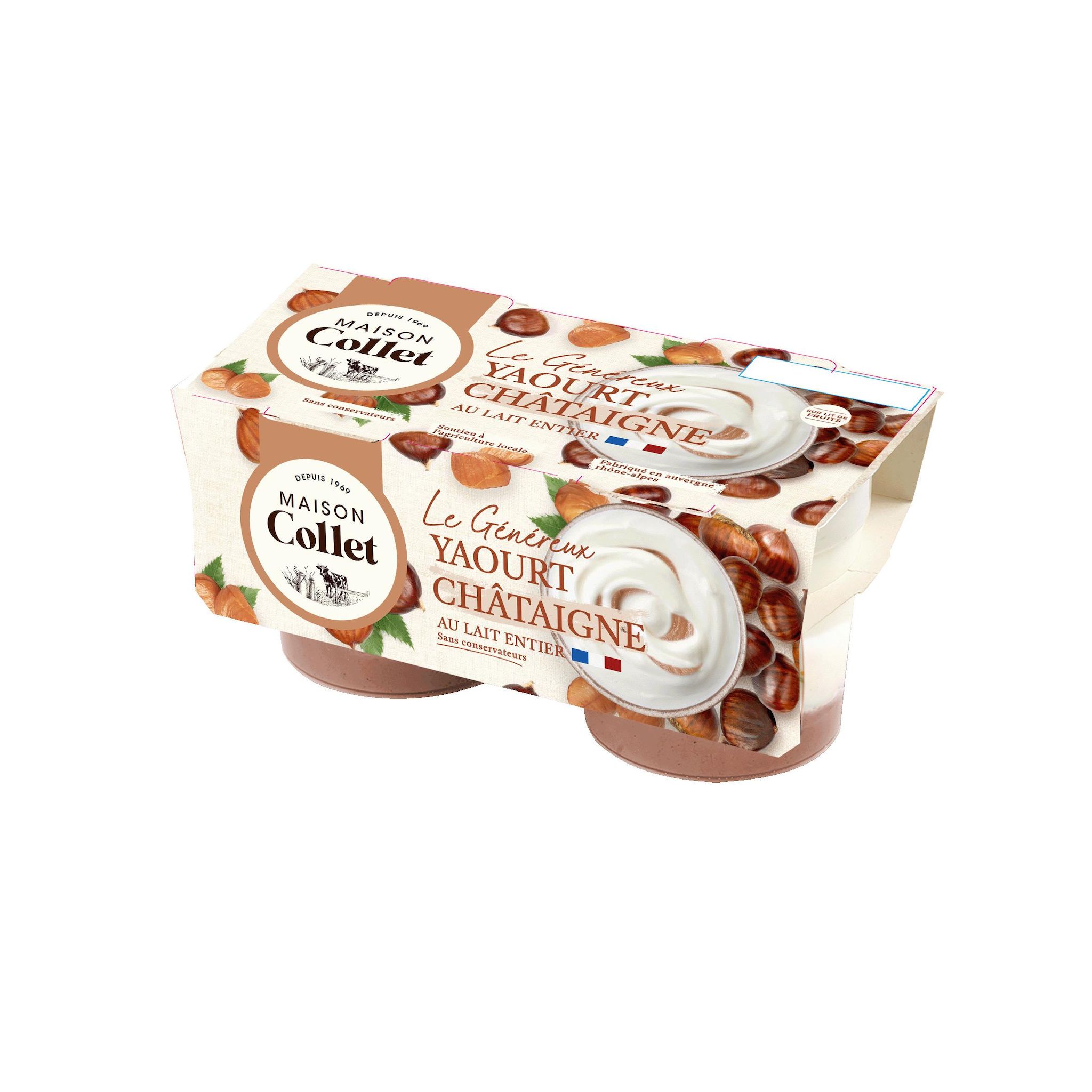 Voir la diapositive 2 : FERME COLLET Yaourt au lait entier sur lit de châtaigne 2x150g