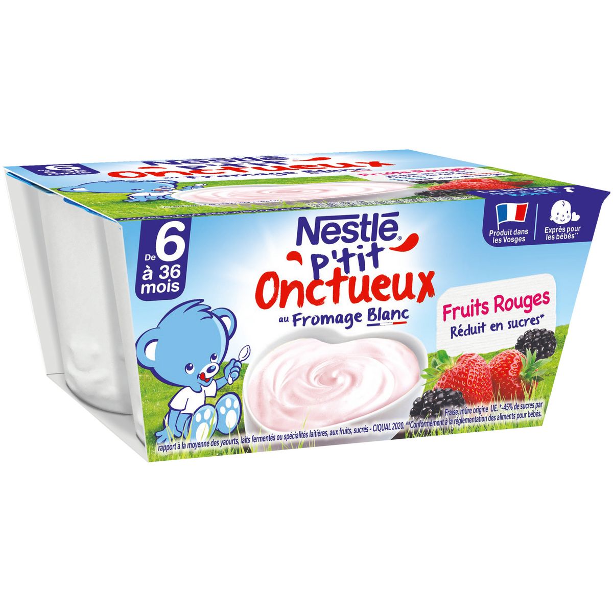 NESTLE P'tit onctueux pot fromage blanc fruits rouges dès 6 mois 4x100g