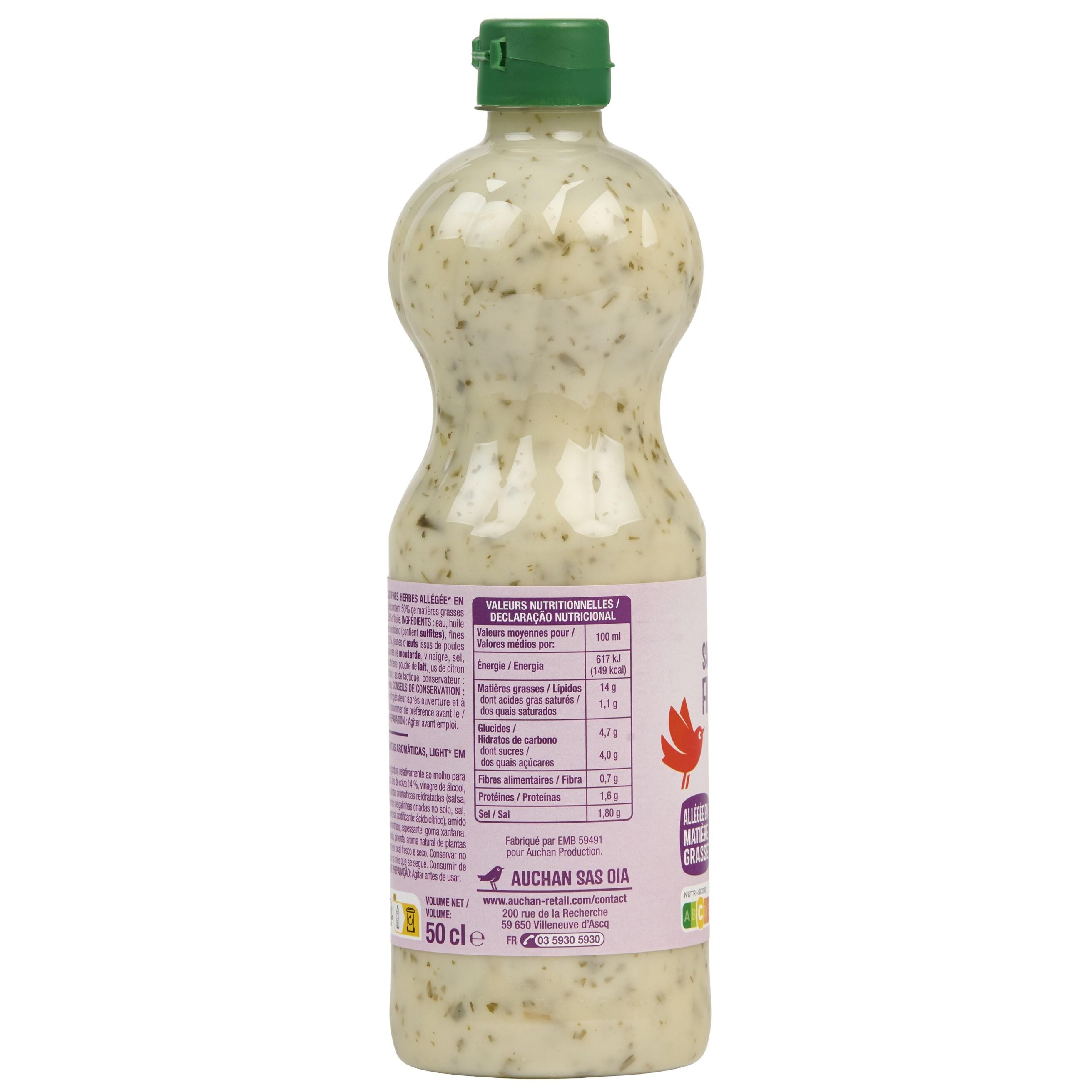 Voir la diapositive 2 : AUCHAN Sauce crudités saveur fine herbes allégée en matières grasses 50cl
